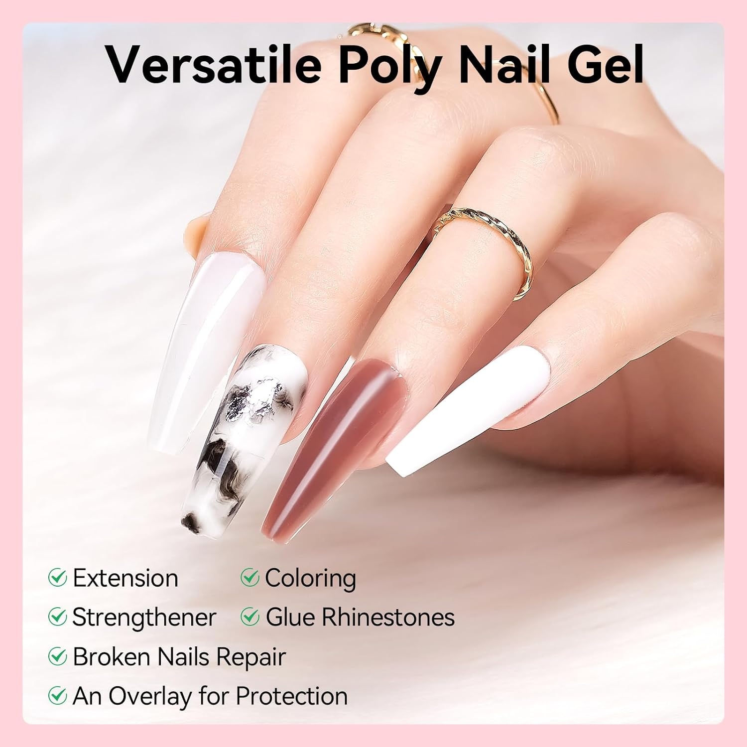 image:imageMakartt Poly Nail Gel Set 4 Fall ColorsStrong Builder for Extension Overlay Strengthener 3D Diy Multifunctional Longlasting for Nails French Manicures Home Salon White Pink Nude BrownWhite Nude Colors