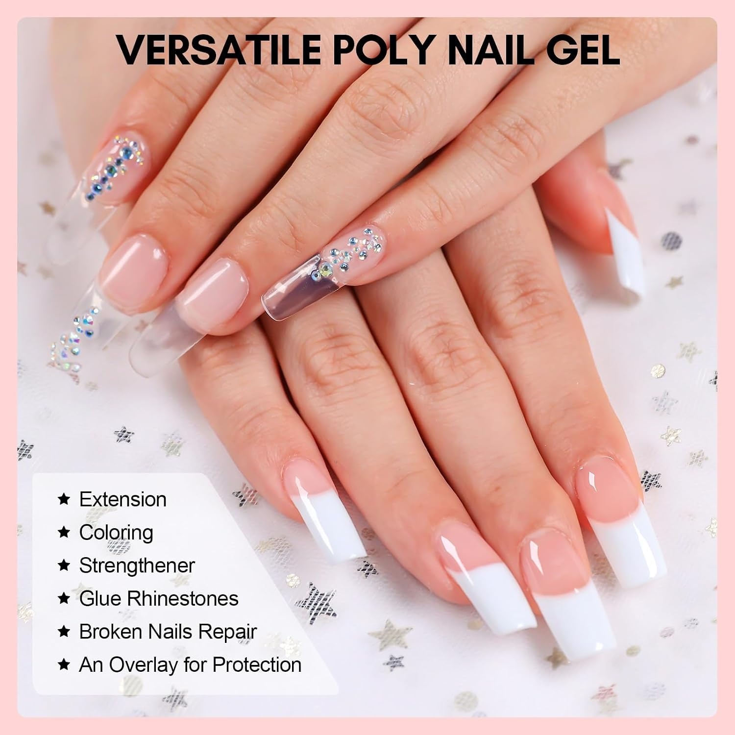 image:imageMakartt Poly Nail Gel Set 6 Colors Kit Strong Builder for Extension Overlay Strengthener 3D Diy Multifunctional Longlasting for Nails French Manicures Home Salon 15ML Clear White 4 Pink ShadesNeutral Colors