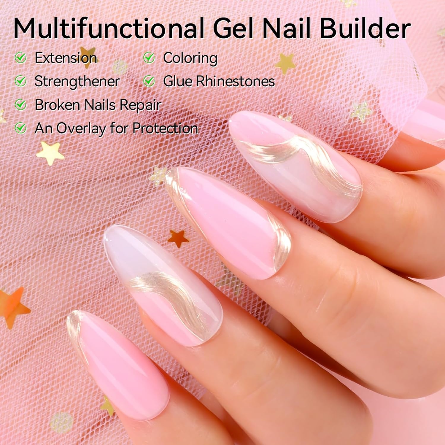 image:imageMakartt Poly Nail Gel Set 6 Colors Kit Strong Builder for Extension Overlay Strengthener 3D Diy Multifunctional Longlasting for Nails French Manicures Home Salon 15ML Clear White 4 Pink ShadesClear Nude Pink Colors