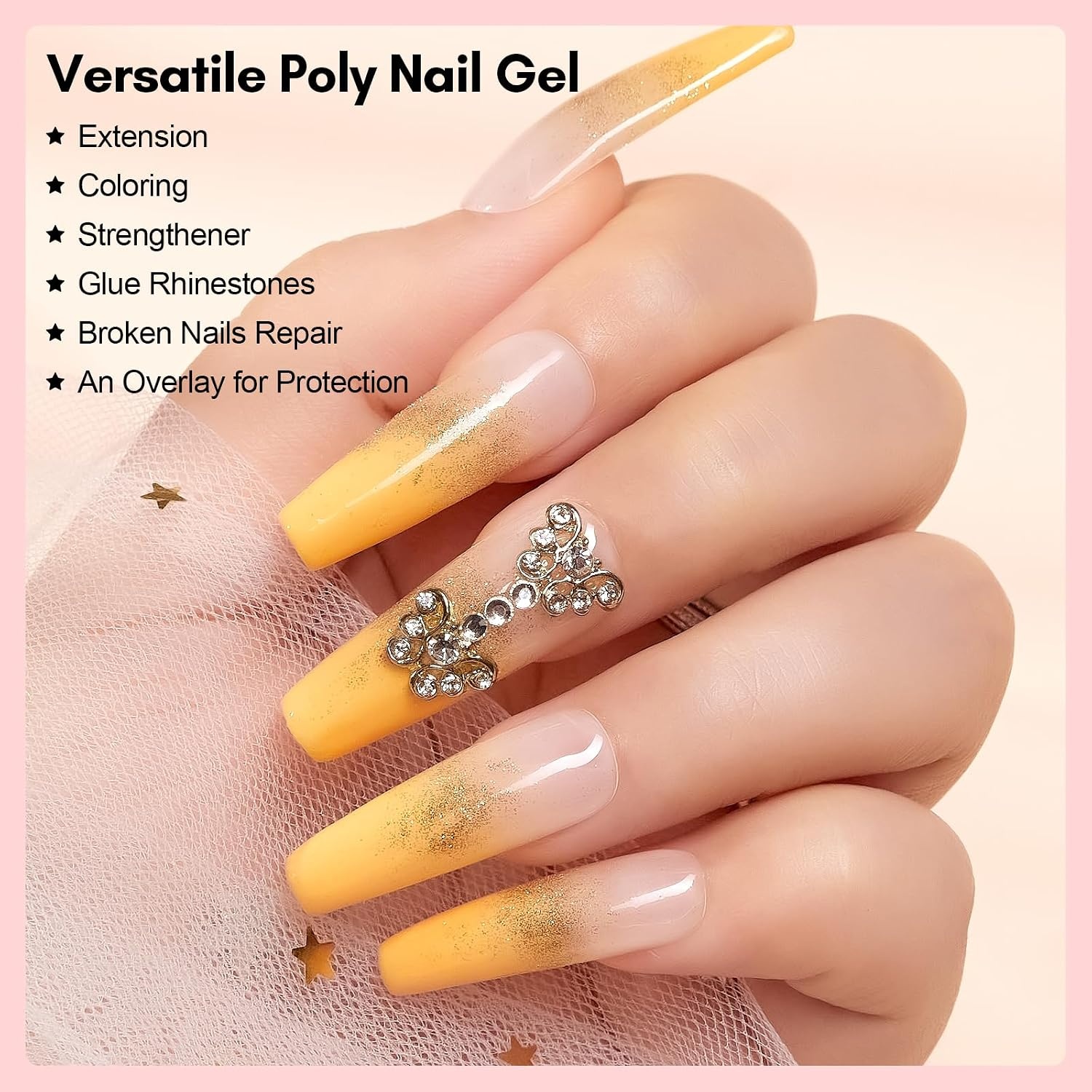 image:imageMakartt Poly Nail Gel Set 6 Colors Kit Strong Builder for Extension Overlay Strengthener 3D Diy Multifunctional Longlasting for Nails French Manicures Home Salon 15ML Clear White 4 Pink ShadesNude Colors