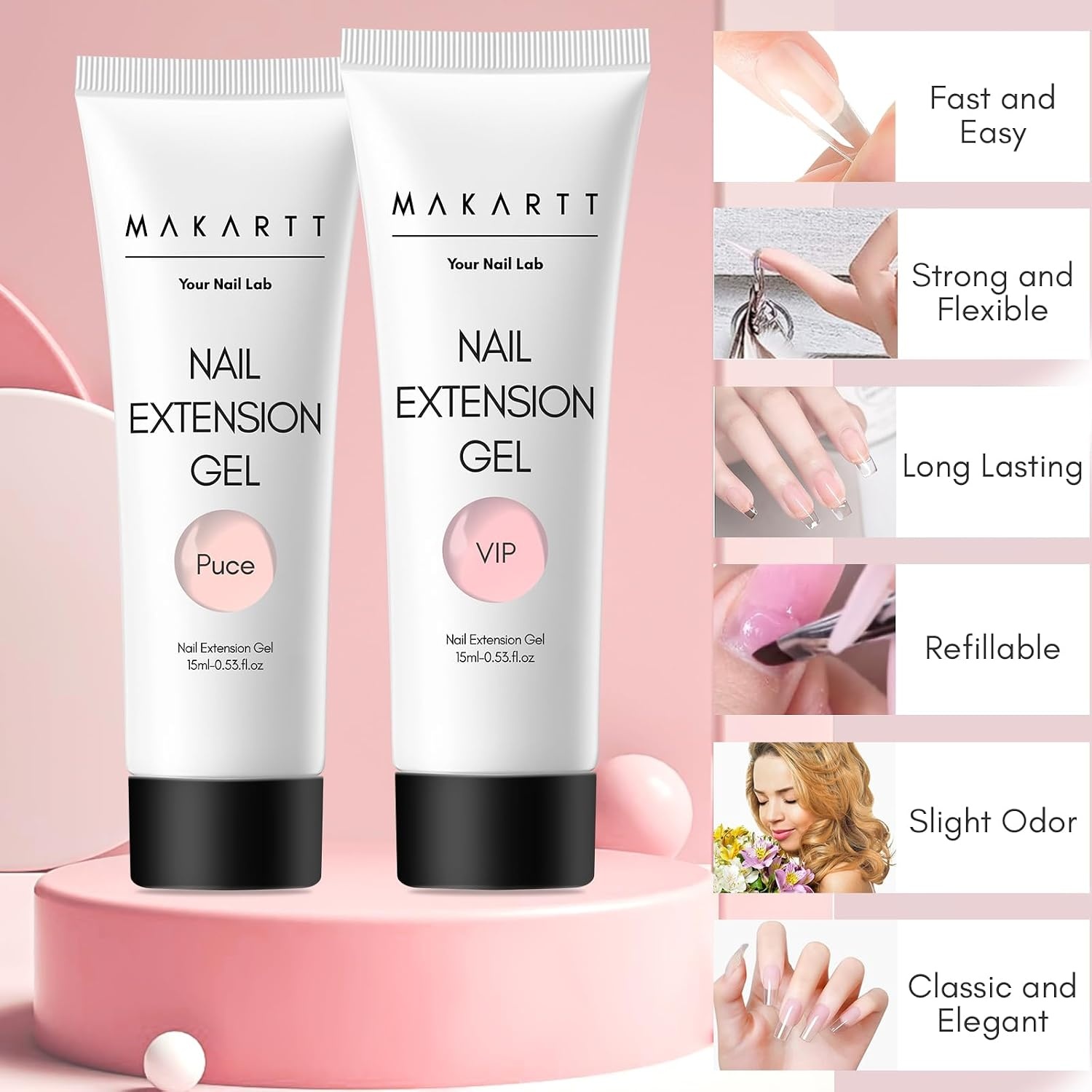 image:imageMakartt Poly Nail Gel Set 6 Colors Kit Strong Builder for Extension Overlay Strengthener 3D Diy Multifunctional Longlasting for Nails French Manicures Home Salon 15ML Clear White 4 Pink ShadesNude Colors