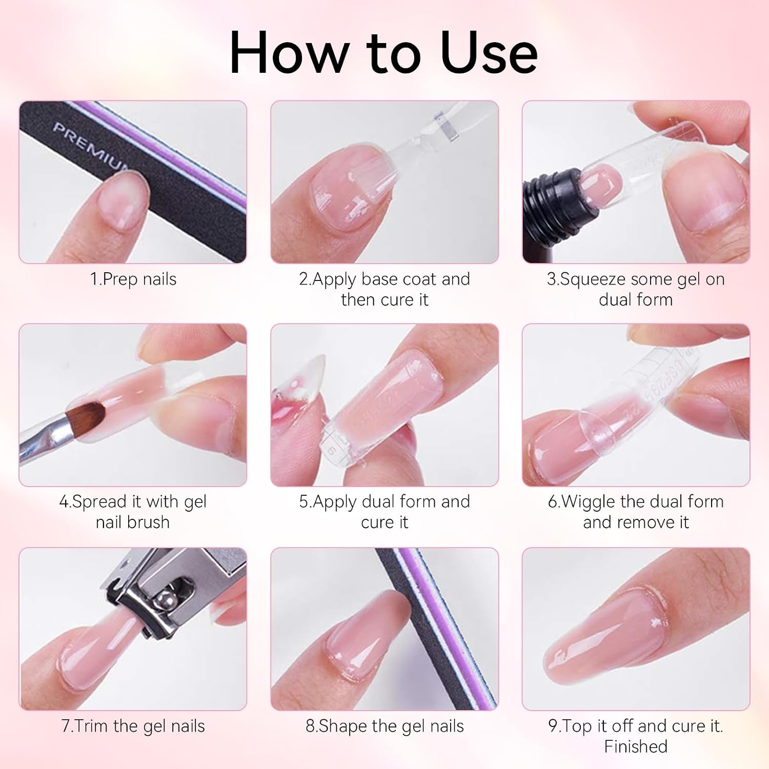 image:imageMakartt Poly Nail Gel Set 6 Colors Kit Strong Builder for Extension Overlay Strengthener 3D Diy Multifunctional Longlasting for Nails French Manicures Home Salon 15ML Clear White 4 Pink ShadesPink Series Colors