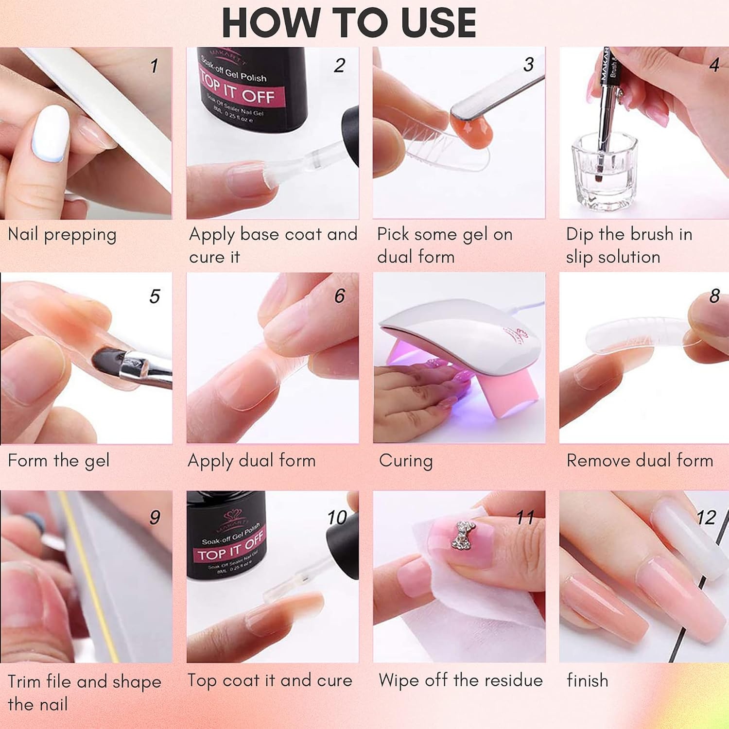 image:imageMakartt Poly Nail Gel Set 6 Colors Kit Strong Builder for Extension Overlay Strengthener 3D Diy Multifunctional Longlasting for Nails French Manicures Home Salon 15ML Clear White 4 Pink ShadesNude Colors