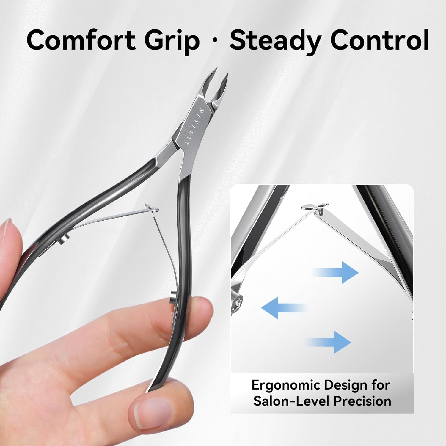 image:imageMakartt Professional Cuticle Nipper 12 Jaw Precision Cuticle Trimmer for Beginners amp Nail Technicians 5mm Short Blade RustResistant Stainless Steel Salon amp Detailed Nail Art Use Pearl ChromeTitanium Black