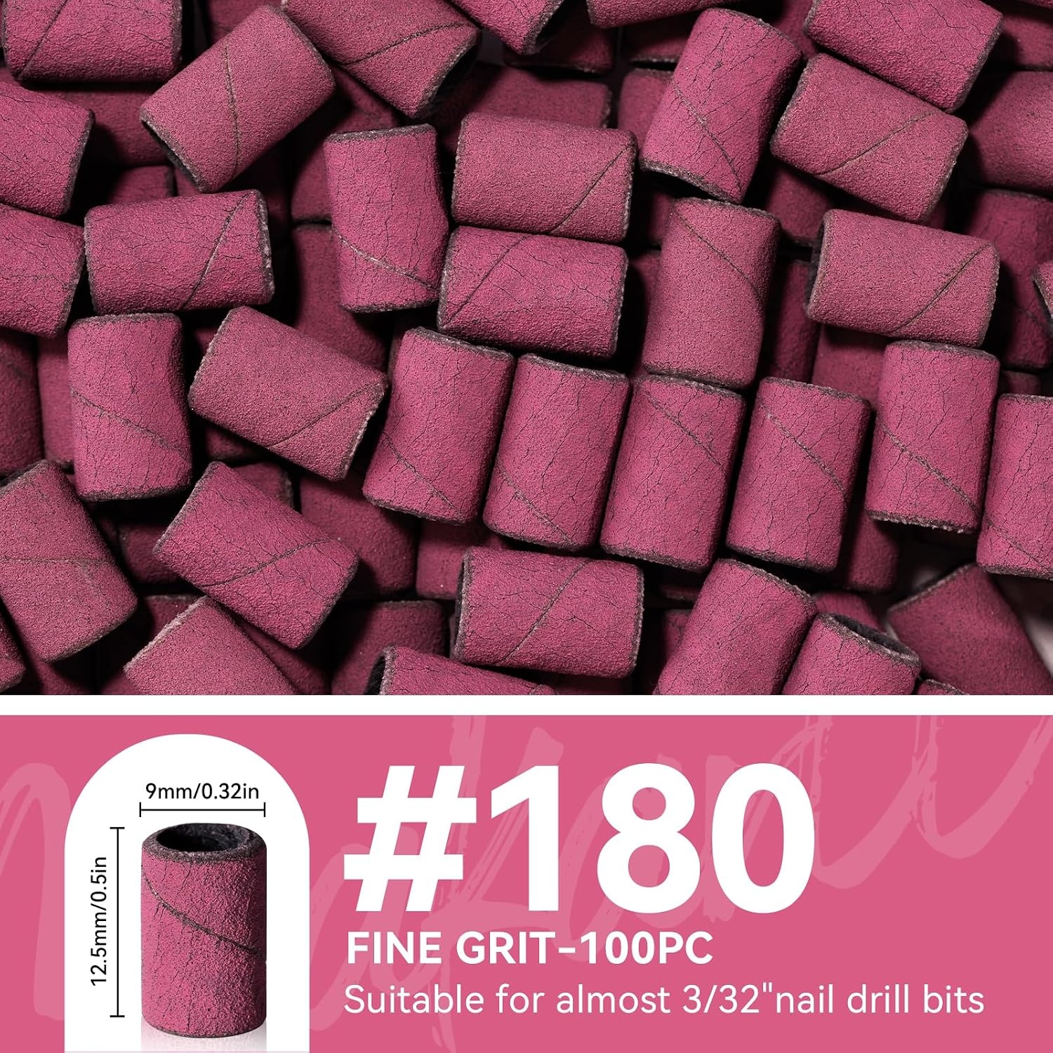 image:imageMakartt Sanding Bands for Nail Drill 100 Pcs Nail File Sanding Bands for Drill Bits 120 Medium Grits for Acrylic Nails Gel Removing and Shaping Upgrade Thicker Durable Sanding Drill Bit PinkPink