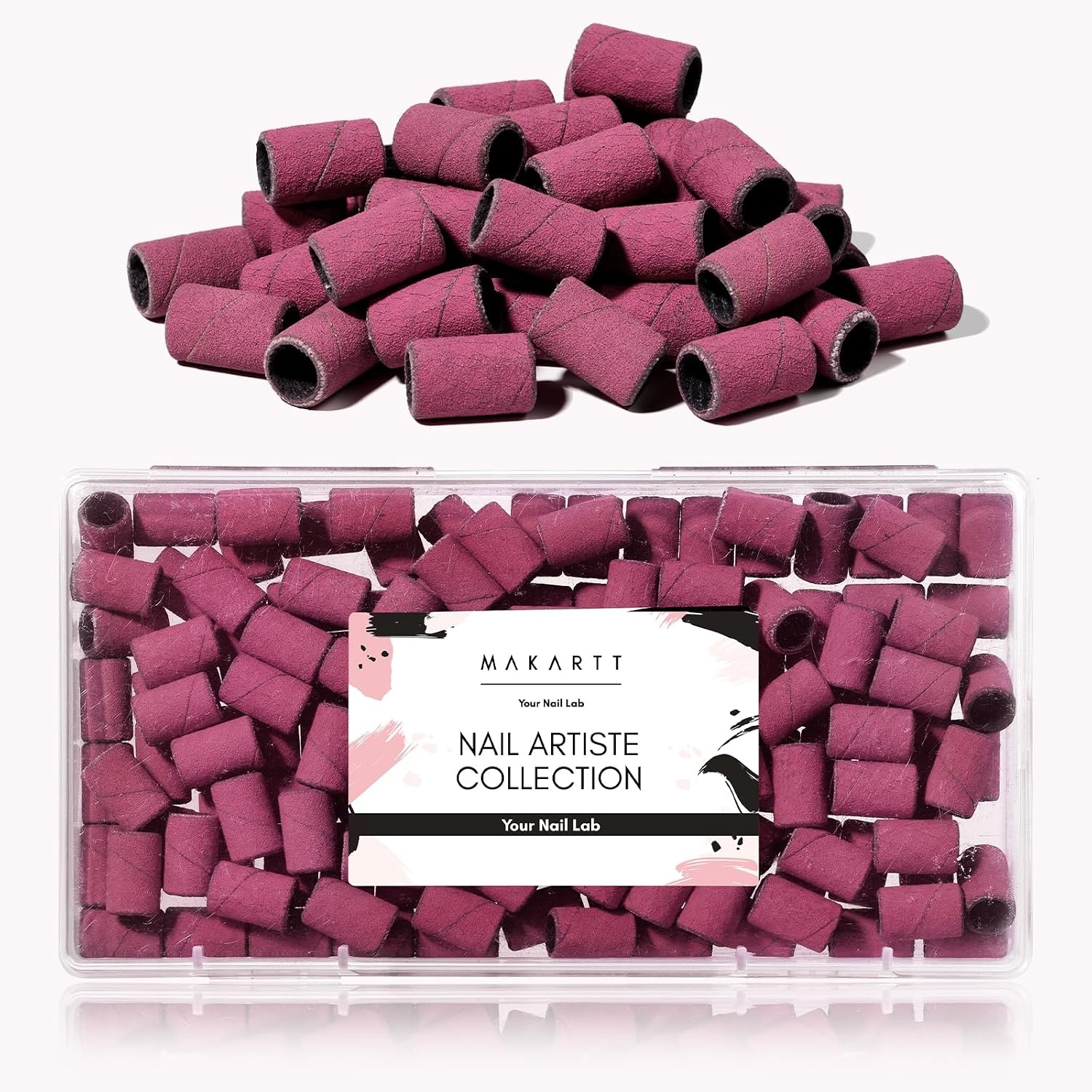 image:imageMakartt Sanding Bands for Nail Drill 100 Pcs Nail File Sanding Bands for Drill Bits 120 Medium Grits for Acrylic Nails Gel Removing and Shaping Upgrade Thicker Durable Sanding Drill Bit PinkPink