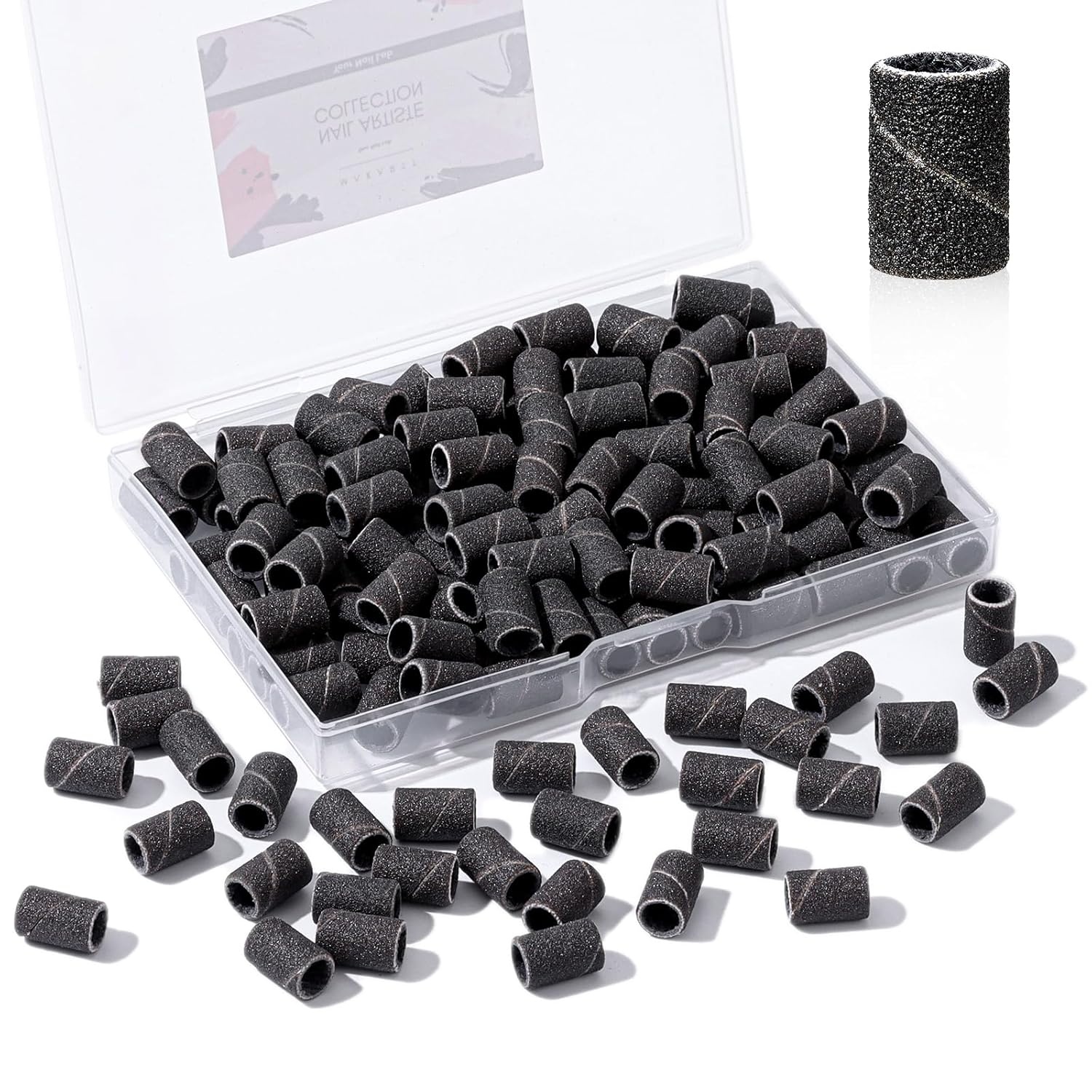 image:imageMakartt Sanding Bands for Nail Drill 100 Pcs Nail File Sanding Bands for Drill Bits 120 Medium Grits for Acrylic Nails Gel Removing and Shaping Upgrade Thicker Durable Sanding Drill Bit PinkBlack