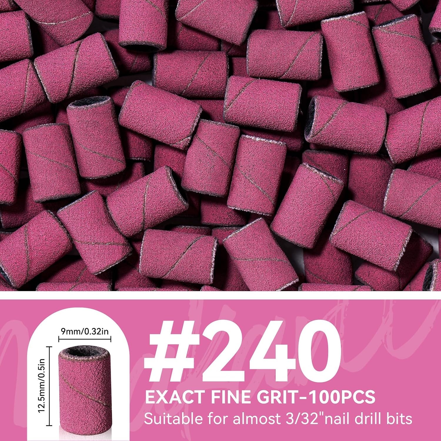 image:imageMakartt Sanding Bands for Nail Drill 100 Pcs Nail File Sanding Bands for Drill Bits 120 Medium Grits for Acrylic Nails Gel Removing and Shaping Upgrade Thicker Durable Sanding Drill Bit PinkPink