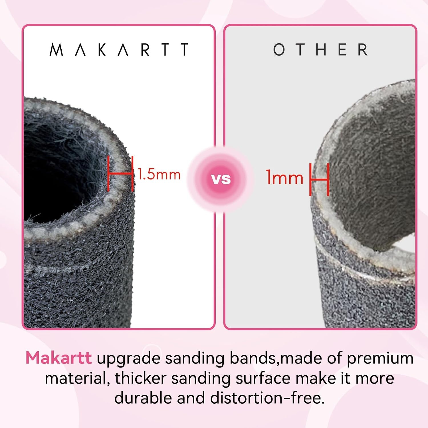image:imageMakartt Sanding Bands for Nail Drill 100 Pcs Nail File Sanding Bands for Drill Bits 120 Medium Grits for Acrylic Nails Gel Removing and Shaping Upgrade Thicker Durable Sanding Drill Bit PinkBlack