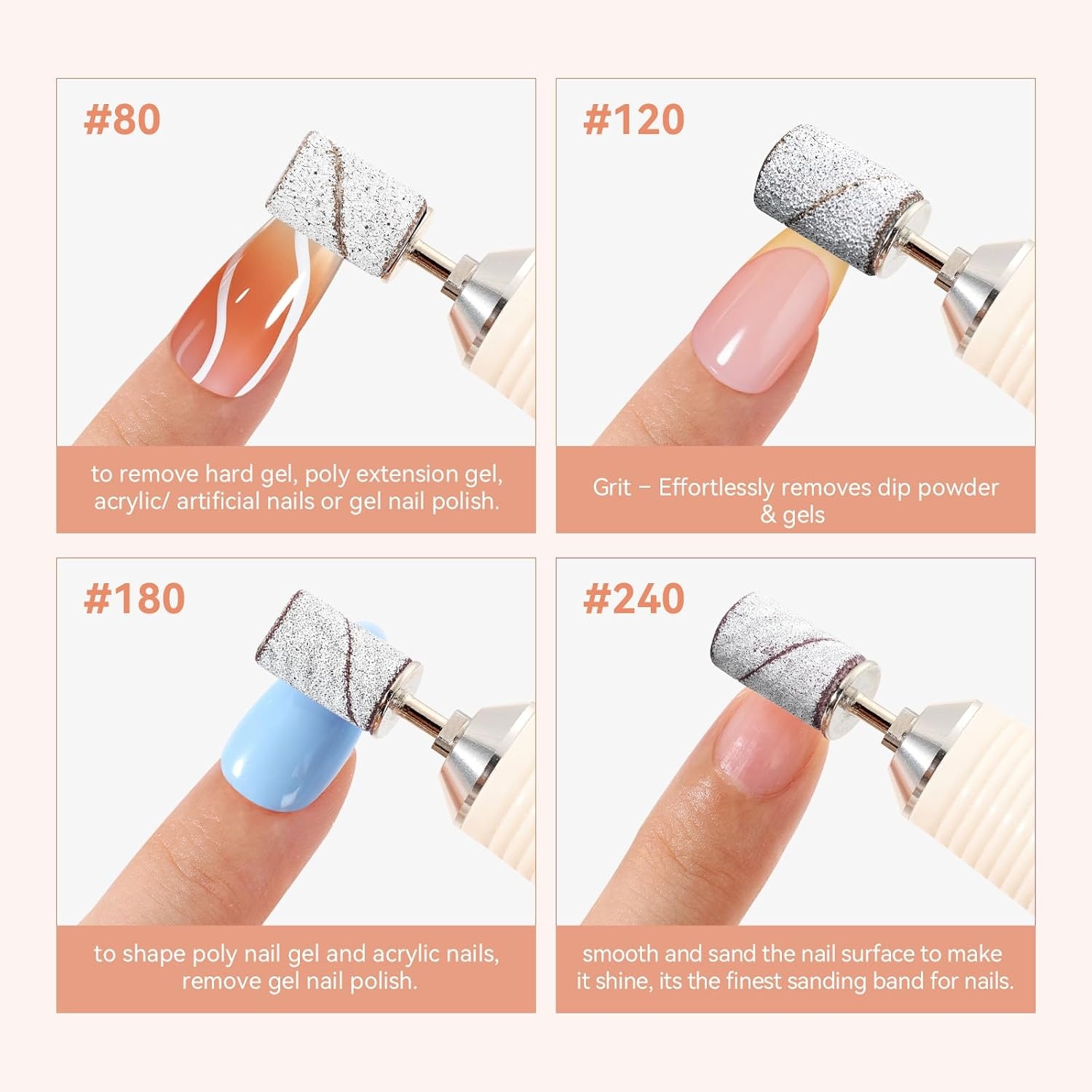 image:imageMakartt Sanding Bands for Nail Drill 100 Pcs Nail File Sanding Bands for Drill Bits 120 Medium Grits for Acrylic Nails Gel Removing and Shaping Upgrade Thicker Durable Sanding Drill Bit PinkWhite