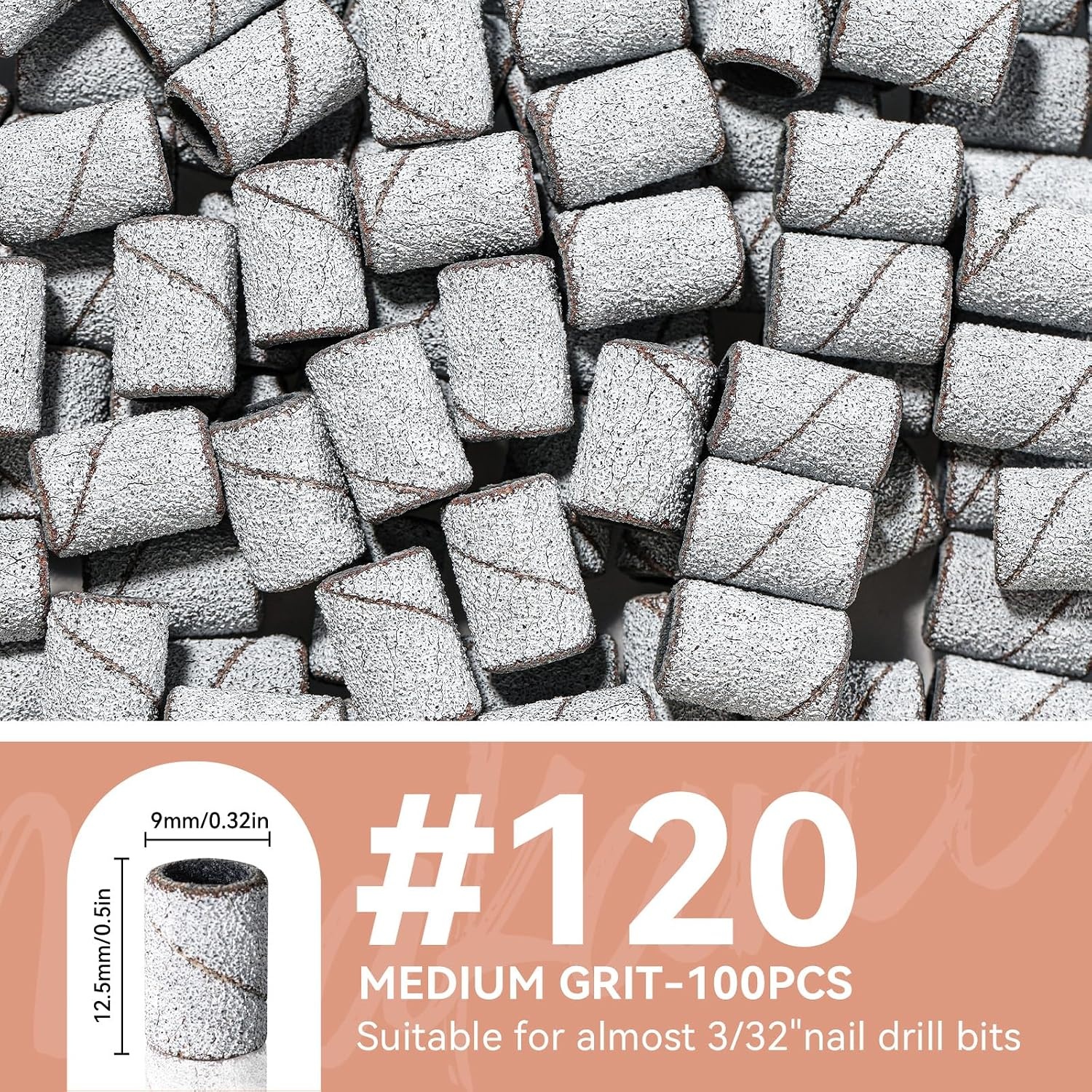 image:imageMakartt Sanding Bands for Nail Drill 100 Pcs Nail File Sanding Bands for Drill Bits 120 Medium Grits for Acrylic Nails Gel Removing and Shaping Upgrade Thicker Durable Sanding Drill Bit PinkWhite
