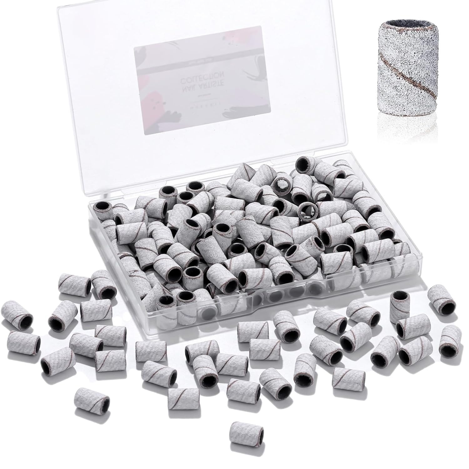 image:imageMakartt Sanding Bands for Nail Drill 100 Pcs Nail File Sanding Bands for Drill Bits 120 Medium Grits for Acrylic Nails Gel Removing and Shaping Upgrade Thicker Durable Sanding Drill Bit PinkWhite