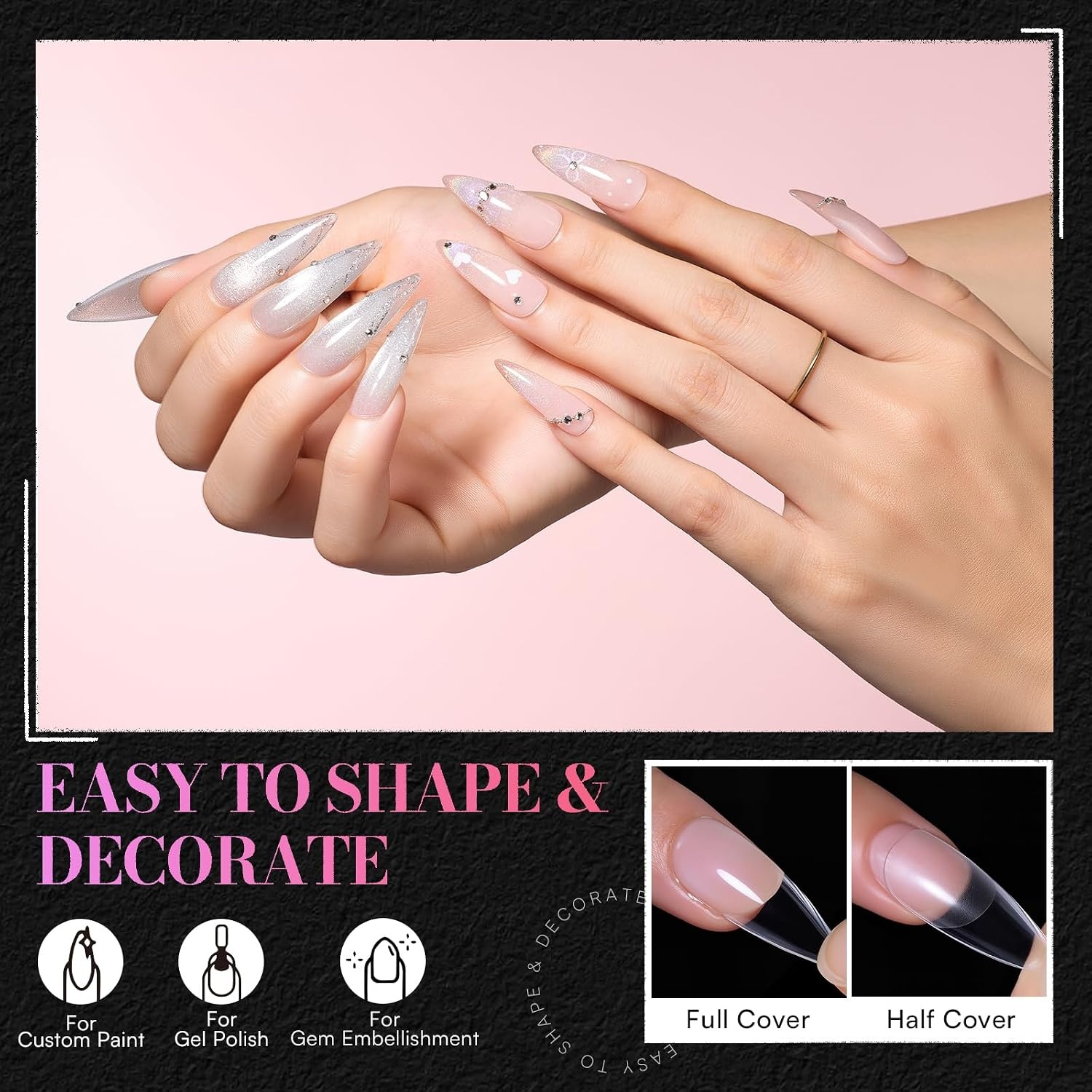 image:imageMakartt Short Square Nail Tips 504 PCS Half Cover Preshaped Acrylic Nail Tips Half Matte 15 Sizes False Nails Easytogo Nail Extensions Manicure Supplies Salon DIY at HomeA504 PCSmedium sharptipalmond