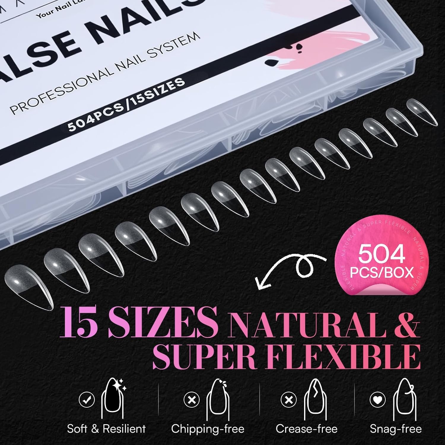 image:imageMakartt Short Square Nail Tips 504 PCS Half Cover Preshaped Acrylic Nail Tips Half Matte 15 Sizes False Nails Easytogo Nail Extensions Manicure Supplies Salon DIY at HomeA504 PCSmedium sharptipalmond