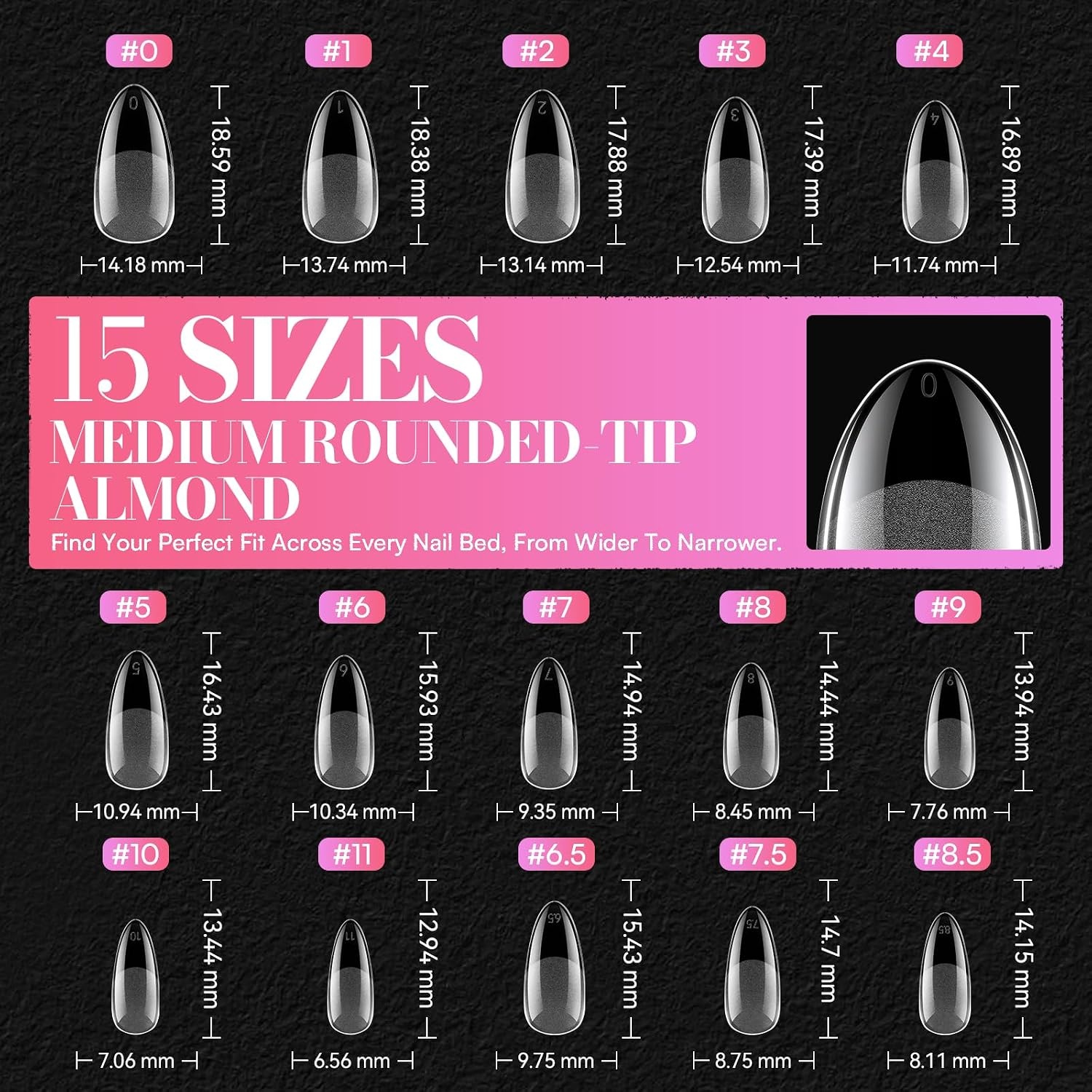 image:imageMakartt Short Square Nail Tips 504 PCS Half Cover Preshaped Acrylic Nail Tips Half Matte 15 Sizes False Nails Easytogo Nail Extensions Manicure Supplies Salon DIY at HomeA504 PCSmedium roundedtip almond