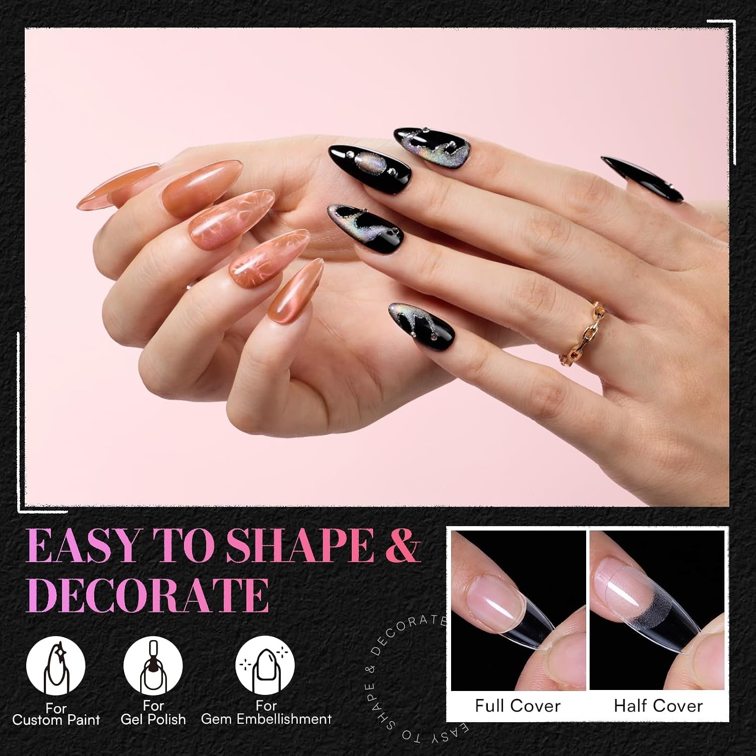 image:imageMakartt Short Square Nail Tips 504 PCS Half Cover Preshaped Acrylic Nail Tips Half Matte 15 Sizes False Nails Easytogo Nail Extensions Manicure Supplies Salon DIY at HomeA504 PCSmedium roundedtip almond