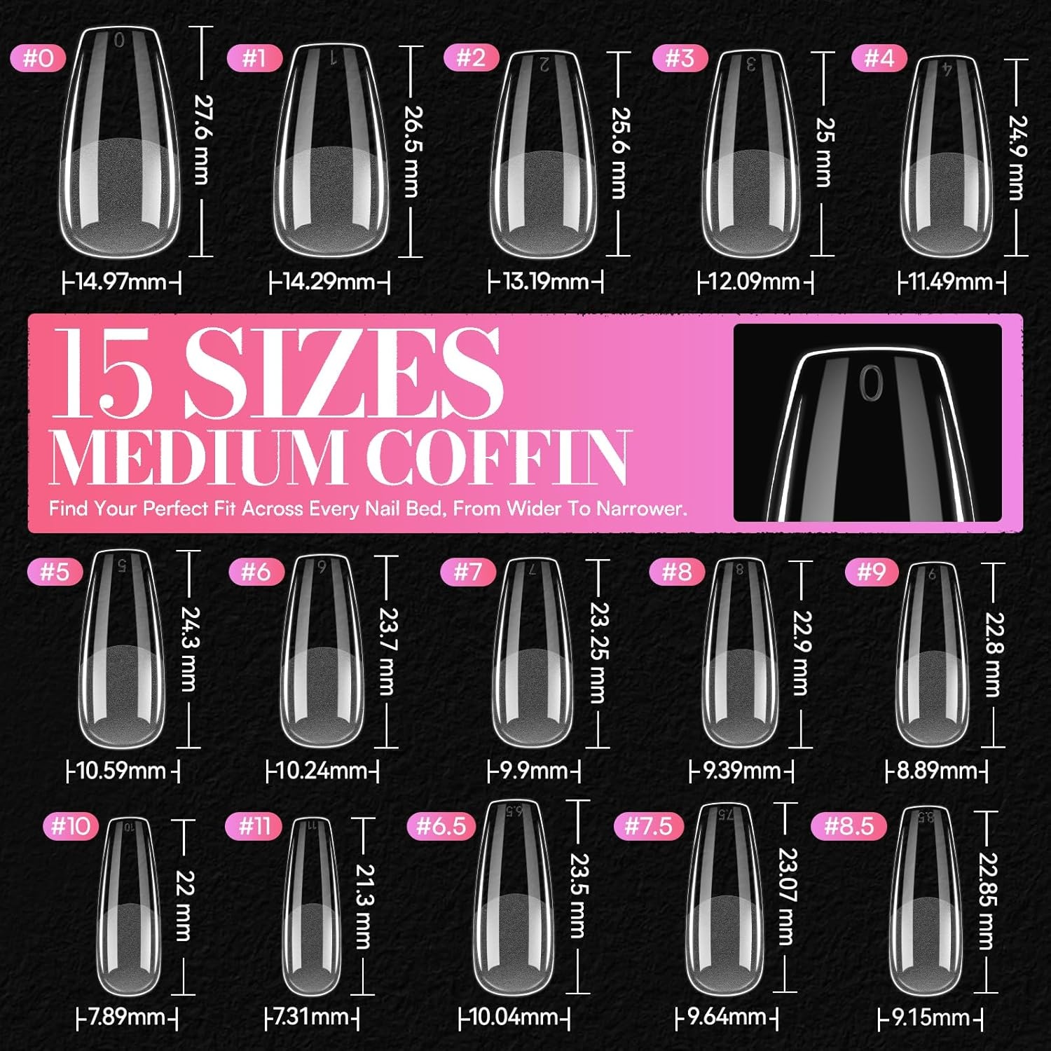 image:imageMakartt Short Square Nail Tips 504 PCS Half Cover Preshaped Acrylic Nail Tips Half Matte 15 Sizes False Nails Easytogo Nail Extensions Manicure Supplies Salon DIY at HomeA504 PCSmedium coffin