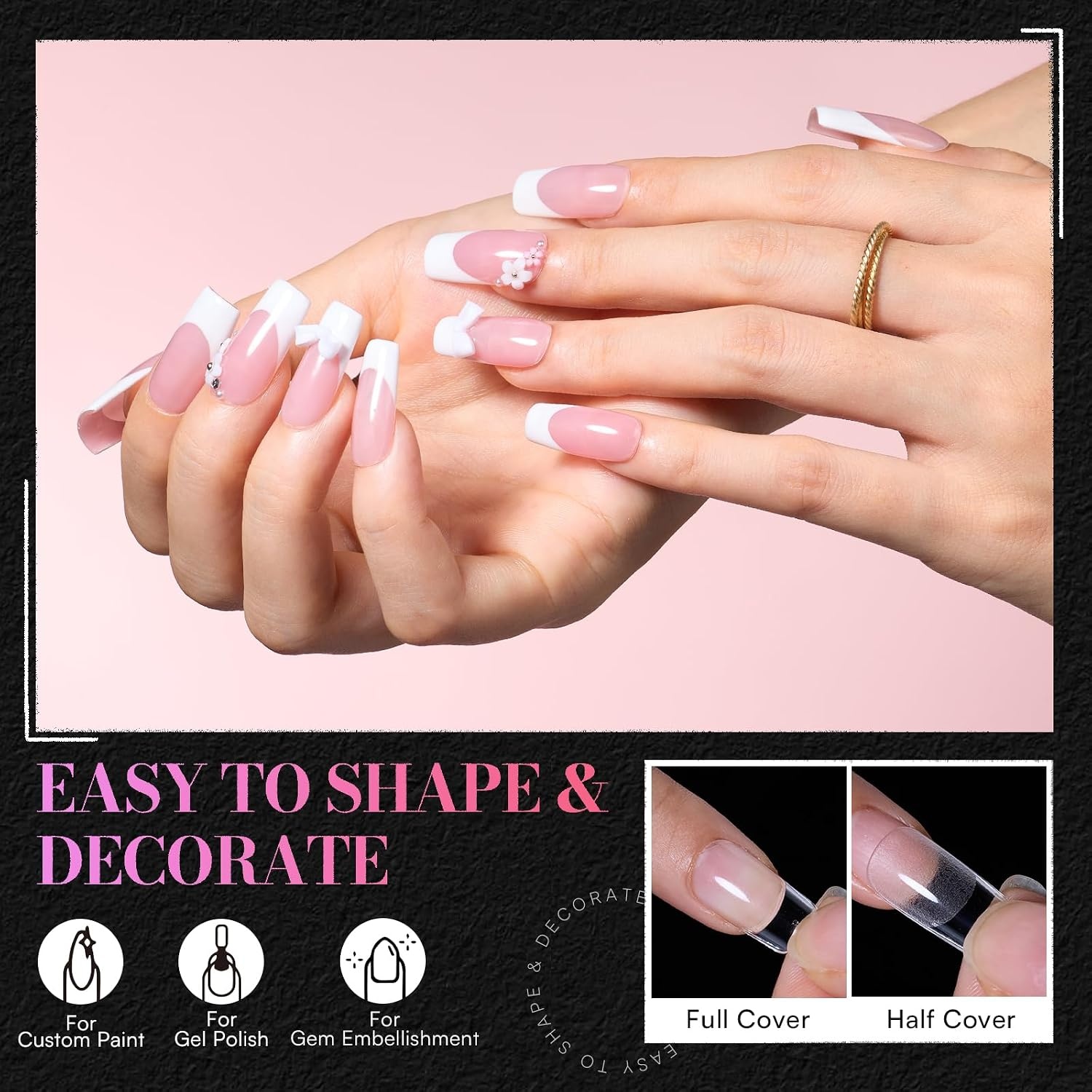image:imageMakartt Short Square Nail Tips 504 PCS Half Cover Preshaped Acrylic Nail Tips Half Matte 15 Sizes False Nails Easytogo Nail Extensions Manicure Supplies Salon DIY at HomeA504 PCSmedium square