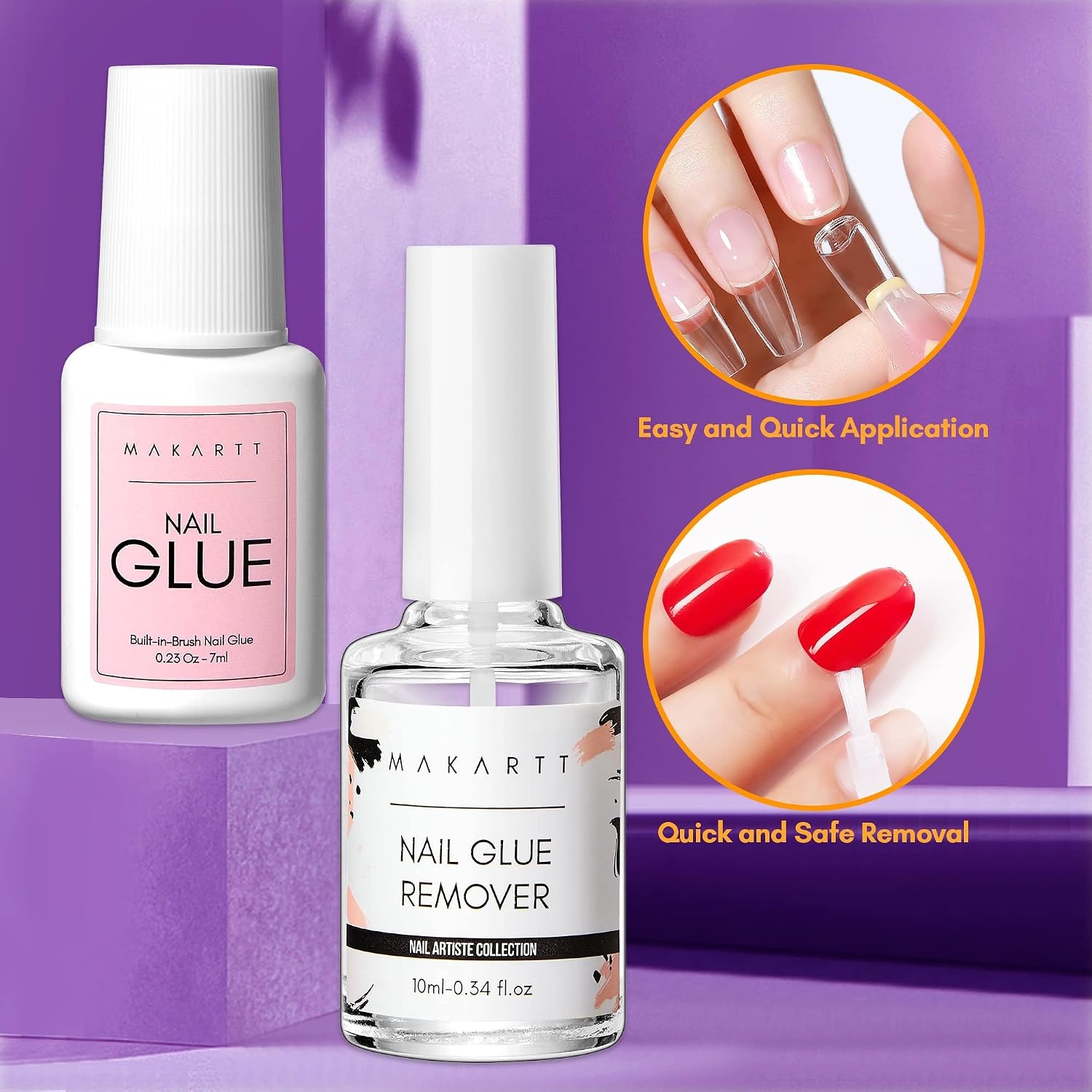 image:imageMakartt Solid Nail Glue Gel Extra Strong Gel Nail Glue for Press On Nails amp Fake Tips LongLasting Strong Adhesion Nails Glue for Acrylic Nails Clear 3D Gels for Nail Art Home Salon UV Light CuredNail Glue Remover Kit 7ML 10ML