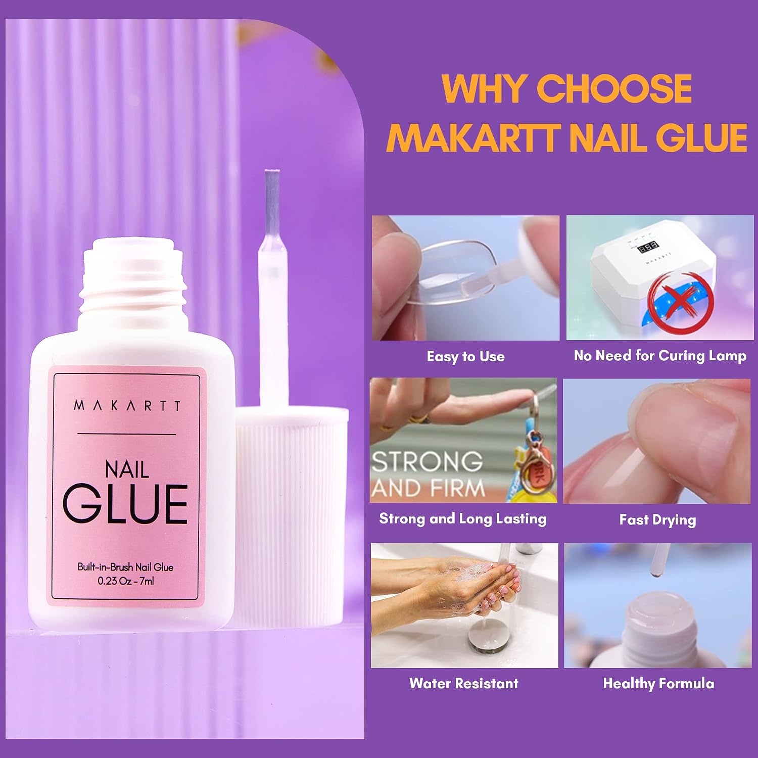 image:imageMakartt Solid Nail Glue Gel Extra Strong Gel Nail Glue for Press On Nails amp Fake Tips LongLasting Strong Adhesion Nails Glue for Acrylic Nails Clear 3D Gels for Nail Art Home Salon UV Light CuredNail Glue Remover Kit 7ML 10ML