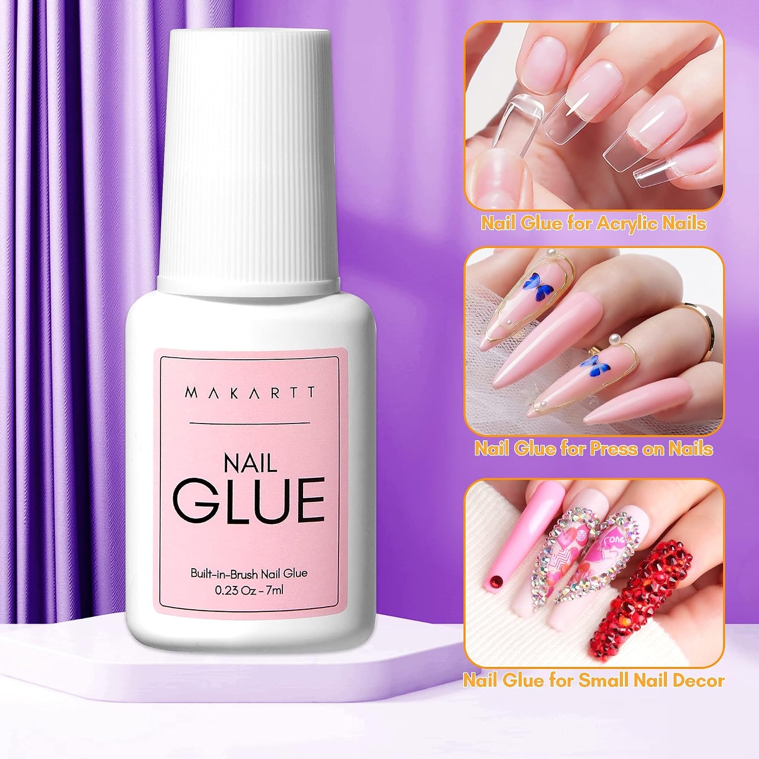 image:imageMakartt Solid Nail Glue Gel Extra Strong Gel Nail Glue for Press On Nails amp Fake Tips LongLasting Strong Adhesion Nails Glue for Acrylic Nails Clear 3D Gels for Nail Art Home Salon UV Light CuredNail Glue Remover Kit 7ML 10ML