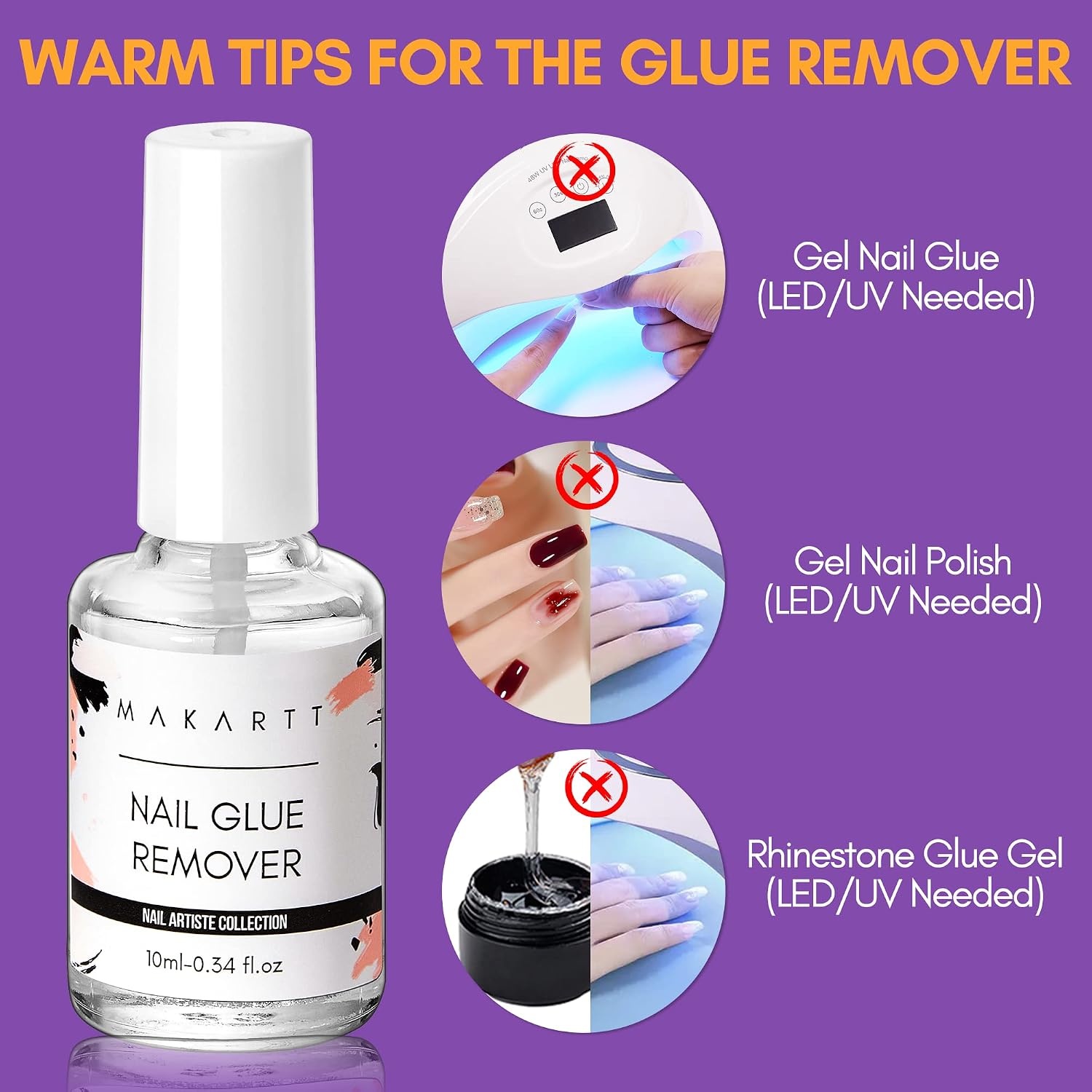image:imageMakartt Solid Nail Glue Gel Extra Strong Gel Nail Glue for Press On Nails amp Fake Tips LongLasting Strong Adhesion Nails Glue for Acrylic Nails Clear 3D Gels for Nail Art Home Salon UV Light CuredNail Glue Remover Kit 7ML 10ML