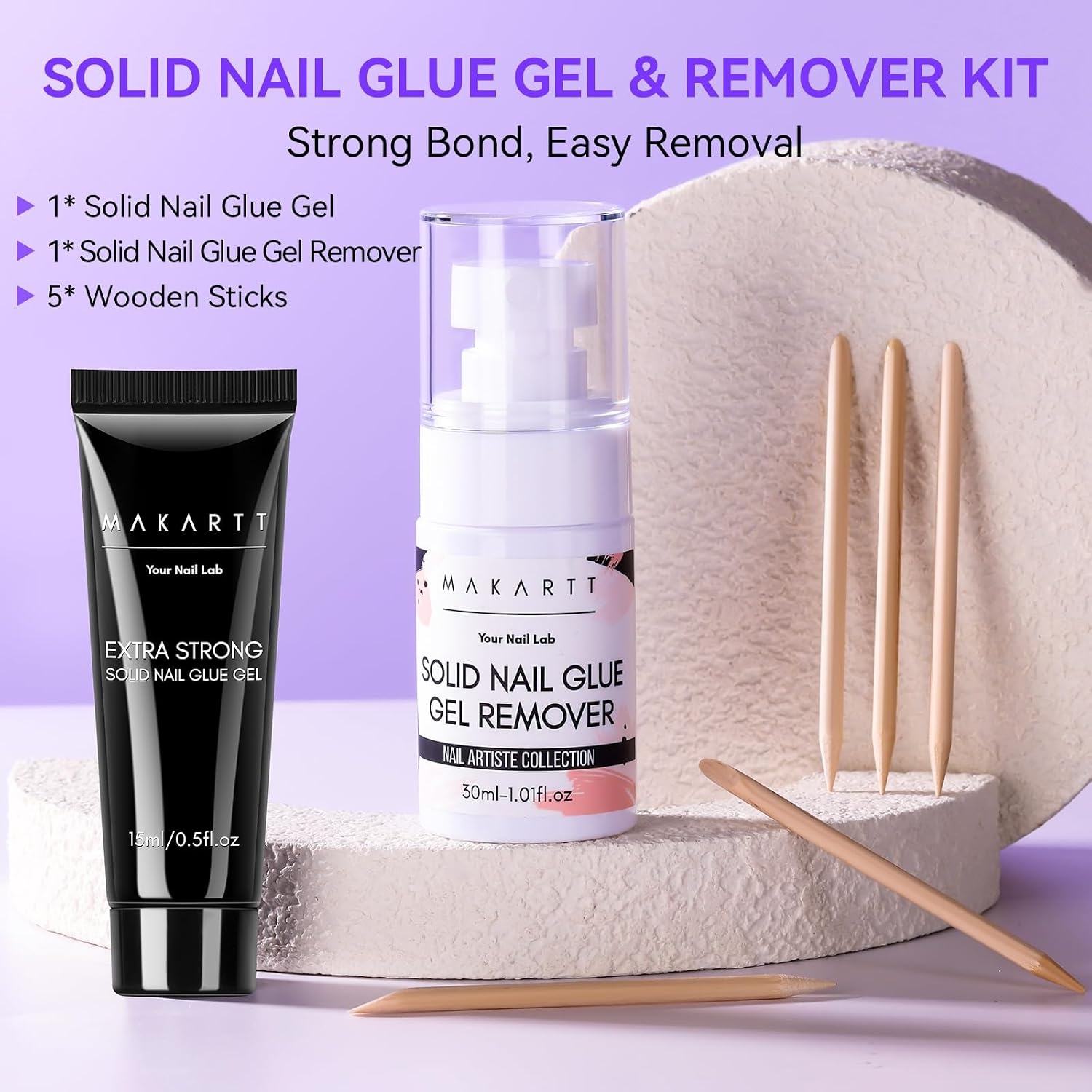 image:imageMakartt Solid Nail Glue Gel Super Strong Nail Glue for Press On amp Acrylic Nails 3D Gel Nails Art Design Long Lasting Clear Adhesive 15ML UV Lamp Cured Ideal for Home Salon DIY UseSolid Nail Glue Remover