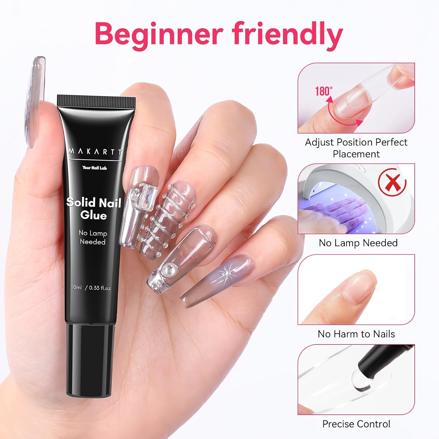 image:imageMakartt Solid Nail Glue Gel Super Strong Nail Glue for Press On amp Acrylic Nails 3D Gel Nails Art Design Long Lasting Clear Adhesive 15ML UV Lamp Cured Ideal for Home Salon DIY UseSemisolid Glue with Remover