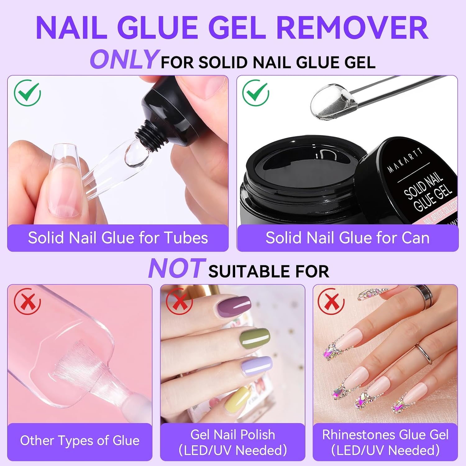 image:imageMakartt Solid Nail Glue Gel Super Strong Nail Glue for Press On amp Acrylic Nails 3D Gel Nails Art Design Long Lasting Clear Adhesive 15ML UV Lamp Cured Ideal for Home Salon DIY UseSolid Nail Glue Remover