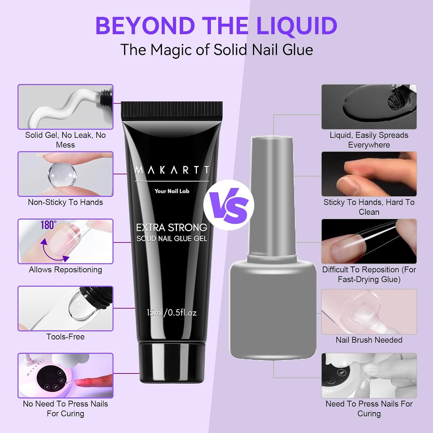 image:imageMakartt Solid Nail Glue Gel Super Strong Nail Glue for Press On amp Acrylic Nails 3D Gel Nails Art Design Long Lasting Clear Adhesive 15ML UV Lamp Cured Ideal for Home Salon DIY UseSolid Nail Glue Remover