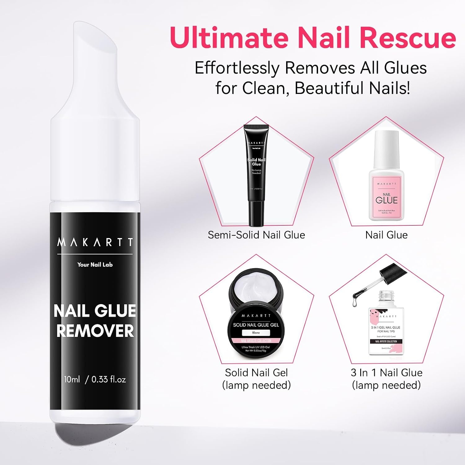 image:imageMakartt Solid Nail Glue Gel Super Strong Nail Glue for Press On amp Acrylic Nails 3D Gel Nails Art Design Long Lasting Clear Adhesive 15ML UV Lamp Cured Ideal for Home Salon DIY UseSemisolid Glue with Remover
