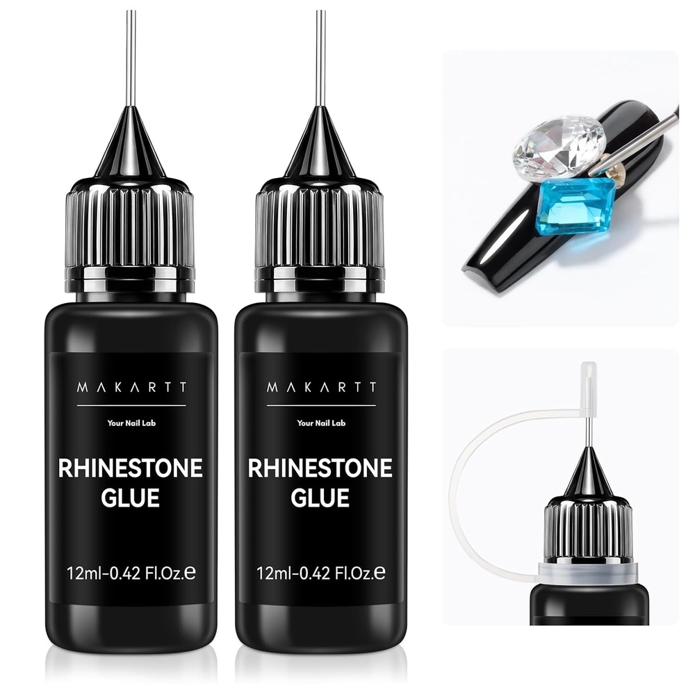 image:imageMakartt 2Pcs Rhinestone Glue Strong Hold 3D Gel Nail Art Nail Gem Glue UV Cured Nail Glue for Nail Charms and Gems Jewelry Diamond for DIY Manicured at Home Beauty Gifts for Women