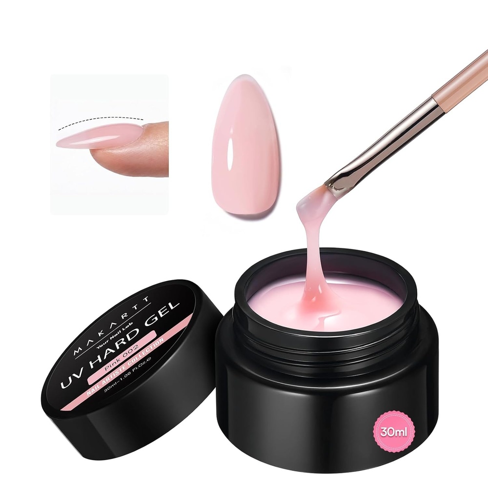 image:imageMakartt 3D Gel Nail Art 4 in 1 Clear Solid Gel Builder for Extension UV Nail Glue for Acrylic Nails Rhinestones 3d Sculpting Gels Hard Gels for Nails UVLED Nails Lamp Required 15ML 2 BottlesPink Gel Builder