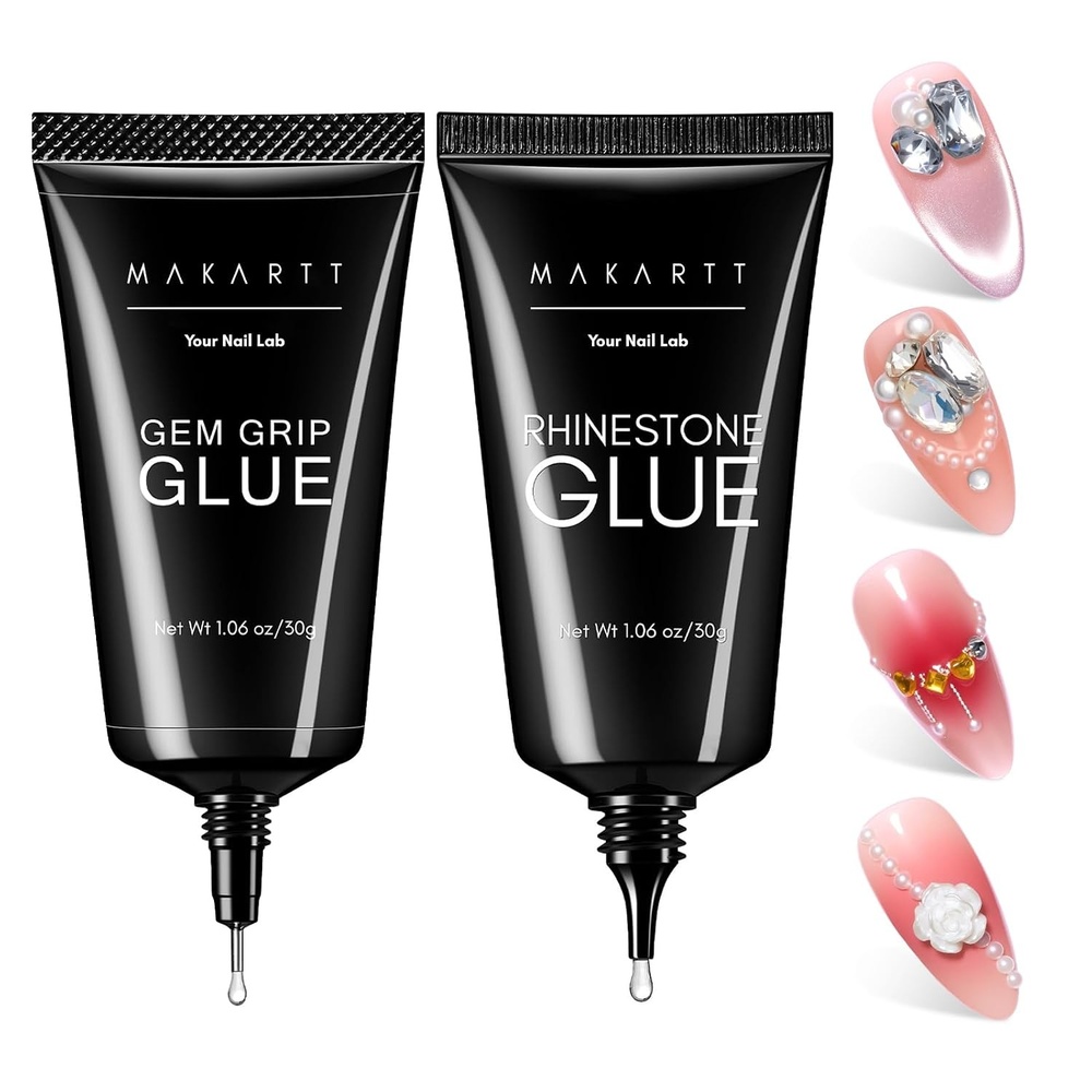 image:imageMakartt 3D Gel Nail Art for Sculpting 3in1 MultiFunctional 15g Clear 3D Nail Gel for Molding amp Painting Nails Designs No Wipe Nail Glue for Rhinestones Chrome Powder amp DIY ManicureA04nail rhinestone gem glue set 2x30ml