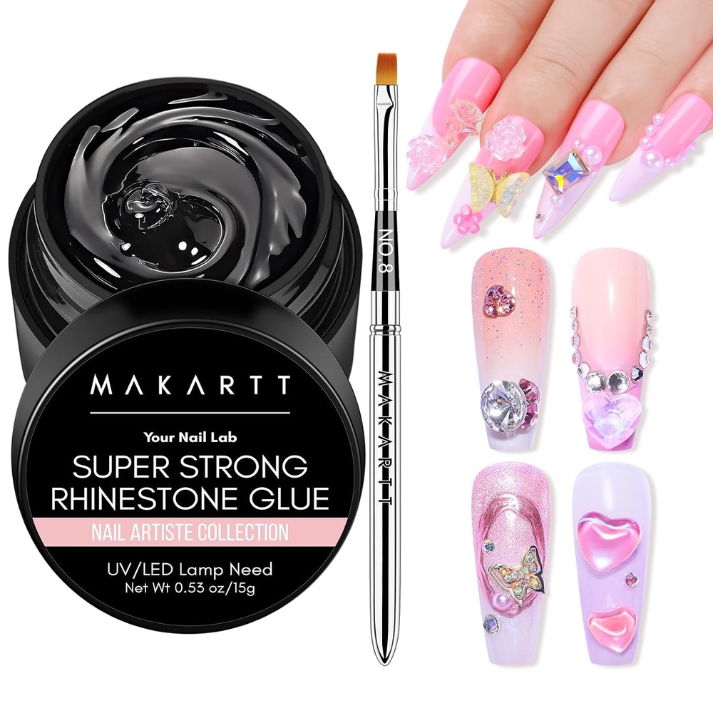 image:imageMakartt 3D Gel Nail Art for Sculpting 3in1 MultiFunctional 15g Clear 3D Nail Gel for Molding amp Painting Nails Designs No Wipe Nail Glue for Rhinestones Chrome Powder amp DIY ManicureA06nail rhinestone glue with brush 15ml super strong
