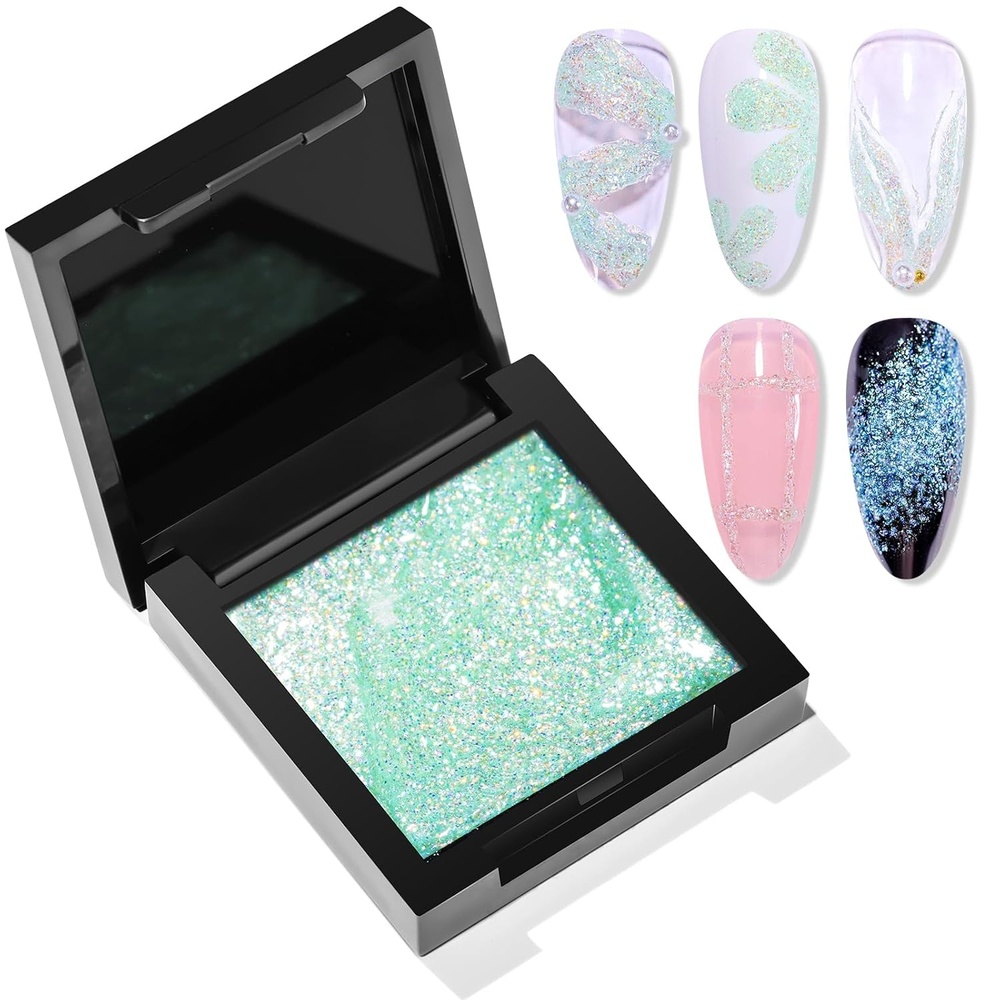image:imageMakartt 3D Nail Gel Sculpting Gel for Nail Art No Wipe Fairy Mint Green UV Nails Gels for Nails Design 5g Fairy Aurora Powder Gels Glitter Mermaid 3D Nails CharmsFairy Mint