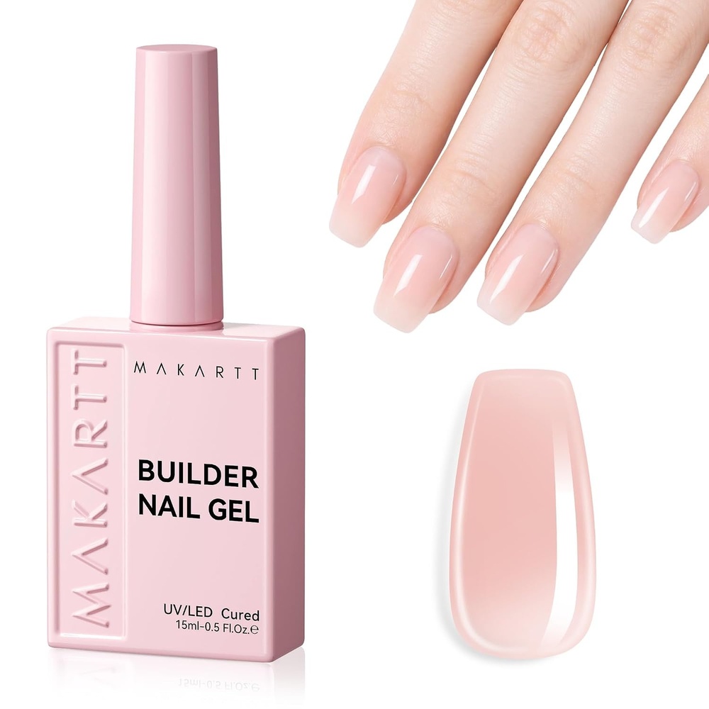 image:imageMakartt 8in1 Gel Builder for Nails 15ml SelfLeveling Builder in a Bottle for Nail Strengthen Nude Color Gel Polish and Rhinestone Glue UV Light Cured Builder Nail Gel for Home User DIY Low OdorNude