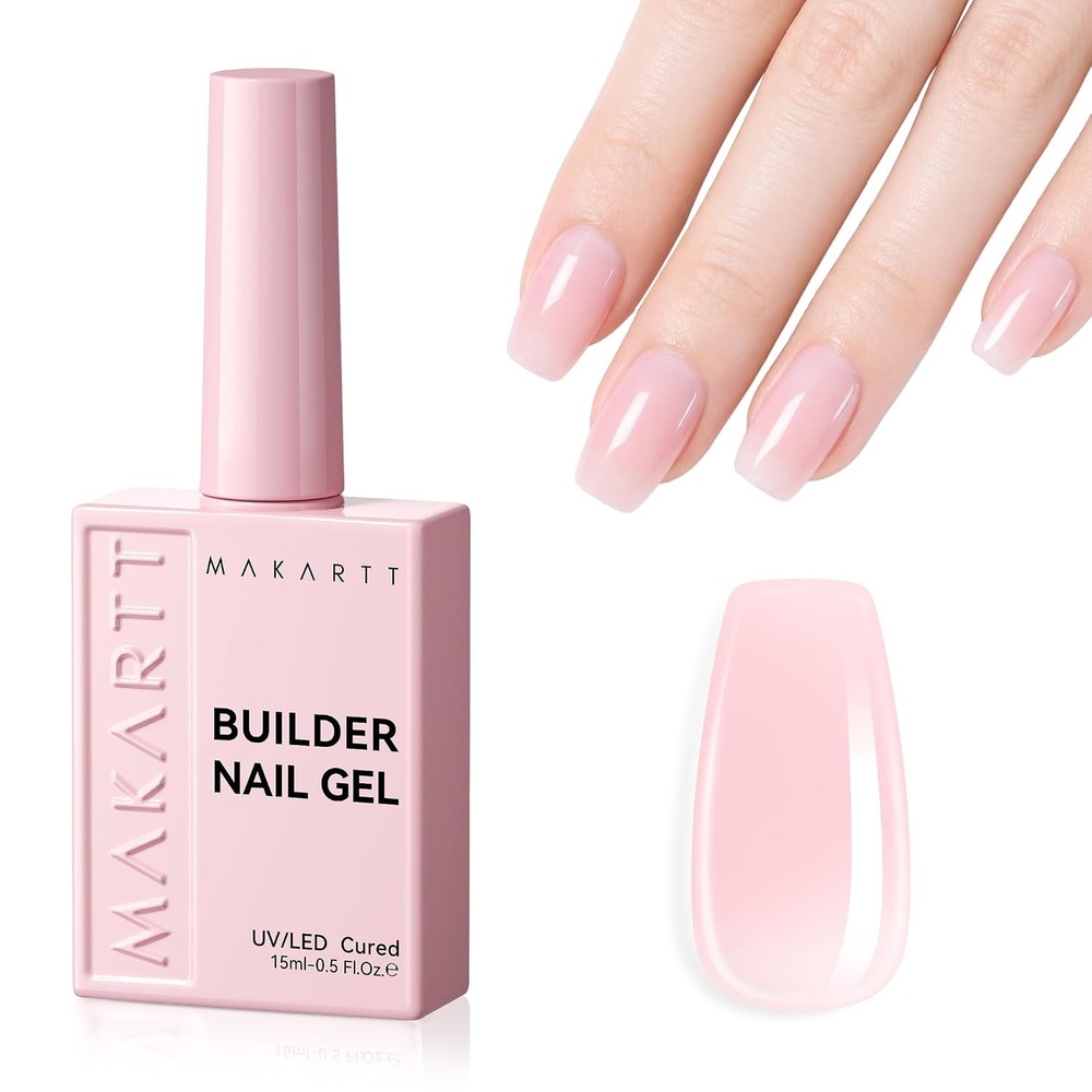 image:imageMakartt 8in1 Gel Builder for Nails 15ml SelfLeveling Builder in a Bottle for Nail Strengthen Nude Color Gel Polish and Rhinestone Glue UV Light Cured Builder Nail Gel for Home User DIY Low OdorNude Pink