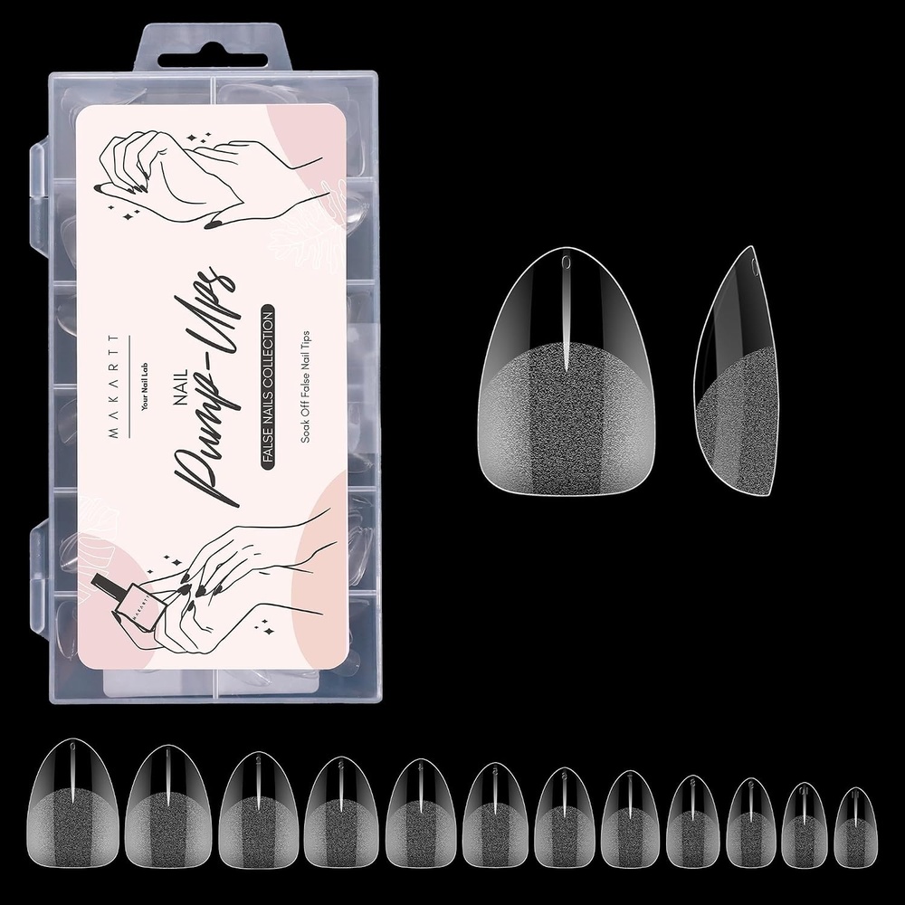 image:imageMakartt Almond Nail Tips 500pcs Medium Prebuffed Full Cover Clear Press on Nails 10 Sizes Soak Off Soft Gel Nail Tips Extension Professional Acrylic Fake Nails No Crease False Nail Salon DIY ArtA07Extra Short Almond120PCS