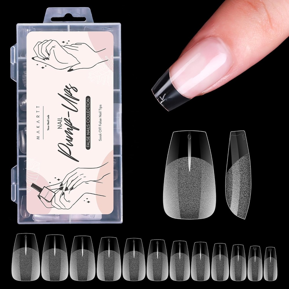 image:imageMakartt Almond Nail Tips 500pcs Medium Prebuffed Full Cover Clear Press on Nails 10 Sizes Soak Off Soft Gel Nail Tips Extension Professional Acrylic Fake Nails No Crease False Nail Salon DIY ArtA03Medium Coffin120PCS