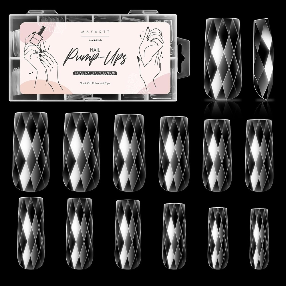 image:imageMakartt Almond Nail Tips 500pcs Medium Prebuffed Full Cover Clear Press on Nails 10 Sizes Soak Off Soft Gel Nail Tips Extension Professional Acrylic Fake Nails No Crease False Nail Salon DIY ArtA103D Medium Square120PCS
