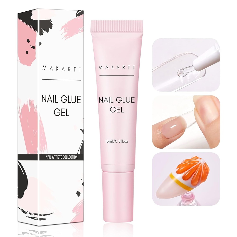 image:imageMakartt Blooming Gel amp 3D Gel Nail Art Kit Clear DIY Nail Art Supplies for Watercolor Marble Spreading Effect amp 3D Drawing Molding Sculpture Gems and Decoration UV LED Soak Off 15mlClear Gel Nail Glue