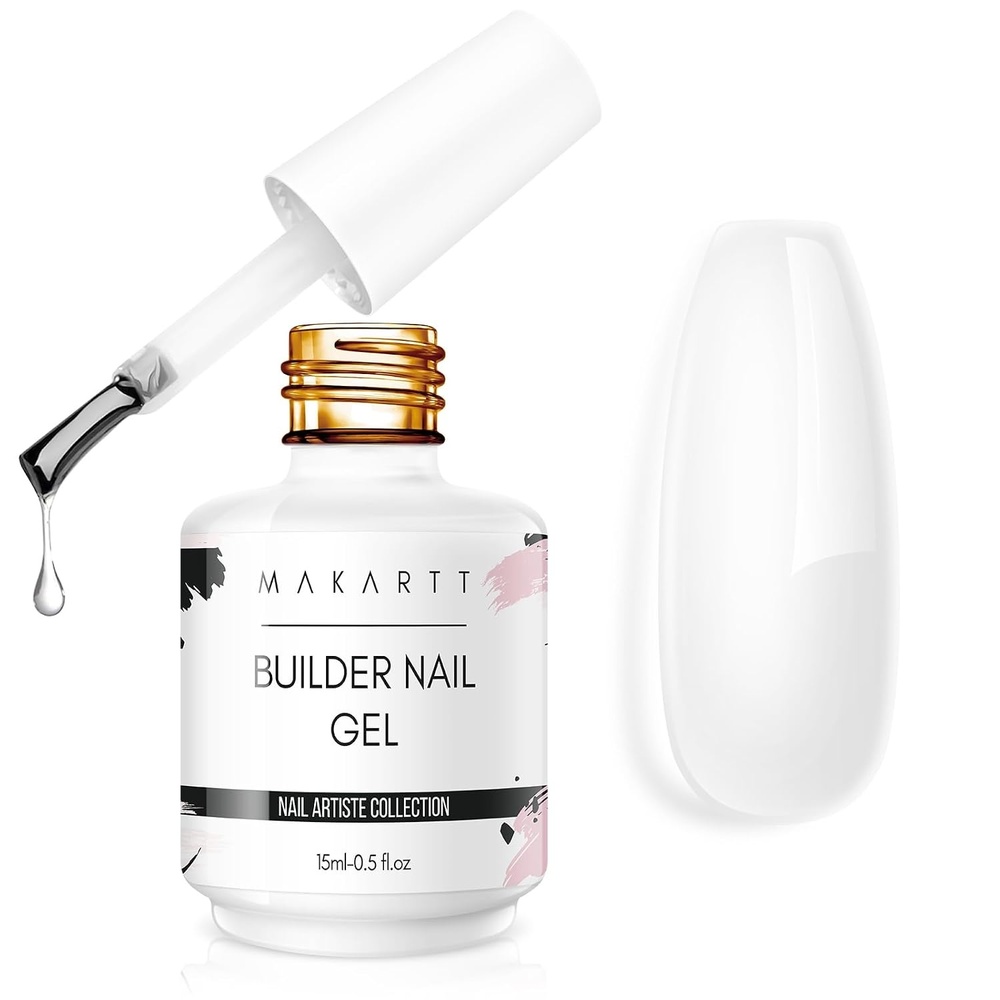 image:imageMakartt Clear Builder Nail Gel 7 in 1 Gel Nail Polish Rubber Base Coat Hard UV Light Strengthener Extension Thickening Rhinestone Soak Off Builder for Broken Nails Repair 1 Bottle 15mlA01Clear