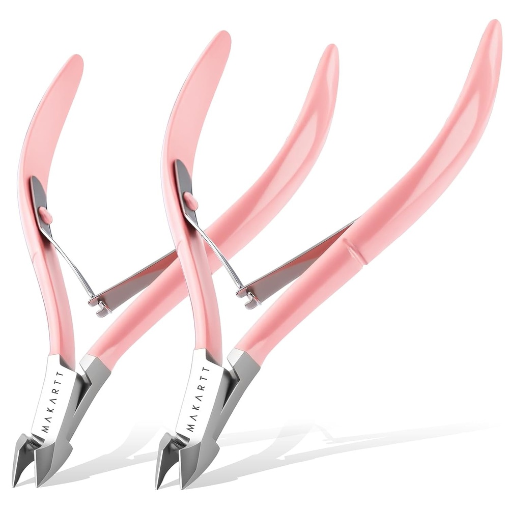 image:imageMakartt Cuticle Nipper Full Jaw Sharp Nail Trimmer Cutter for Care amp Prep Manicure Kit for Home and Salon Use Silver Pack of 1Pink Cuticle Nippers 2 Pack