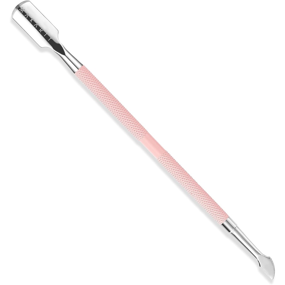 image:imageMakartt Cuticle Trimmer with Cuticle Pusher Stainless Steel Cuticles Nipper with Dual Spring Ergonomic Handle 7mm Blade amp DualEnded Pusher for Nail Care amp Gel Removal PinkPink Cuticle Pusher