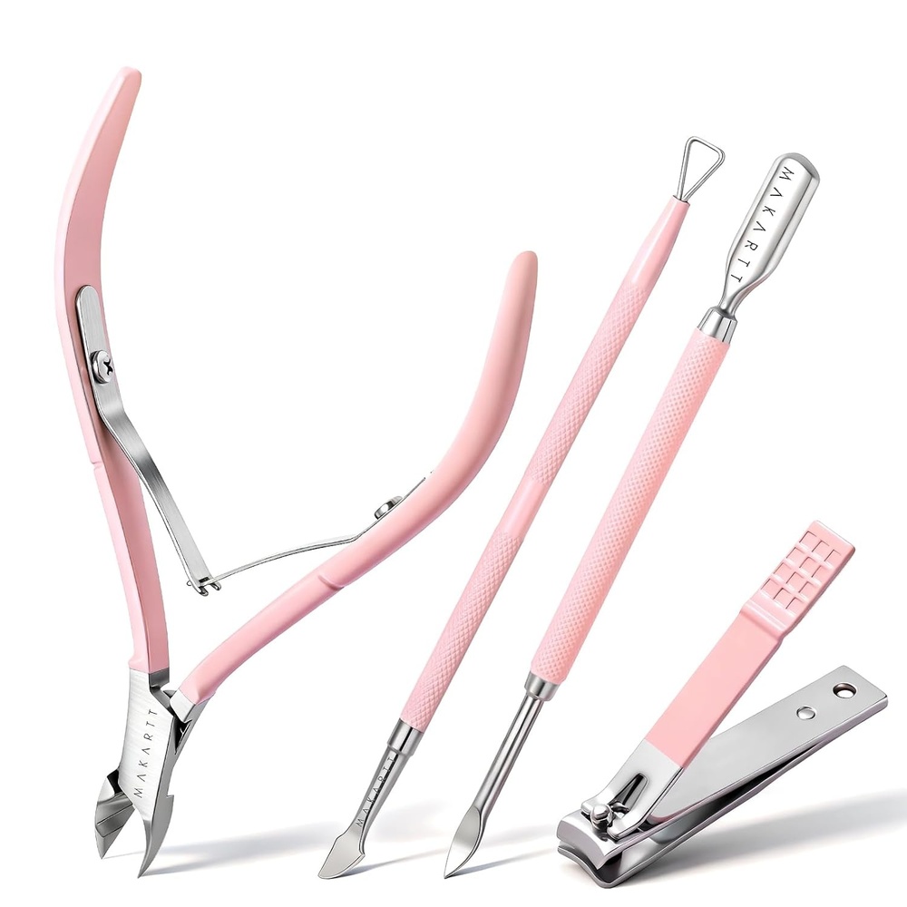 image:imageMakartt Cuticle Trimmer with Cuticle Pusher Silver Nail Trimmer Nail Care Manicure and Pedicure Kit with Stainless Steel Cuticle Nipper and Dual End Nail Pushers for Home Salon Use Pack of 3 PCSCuticle Tools4pcs