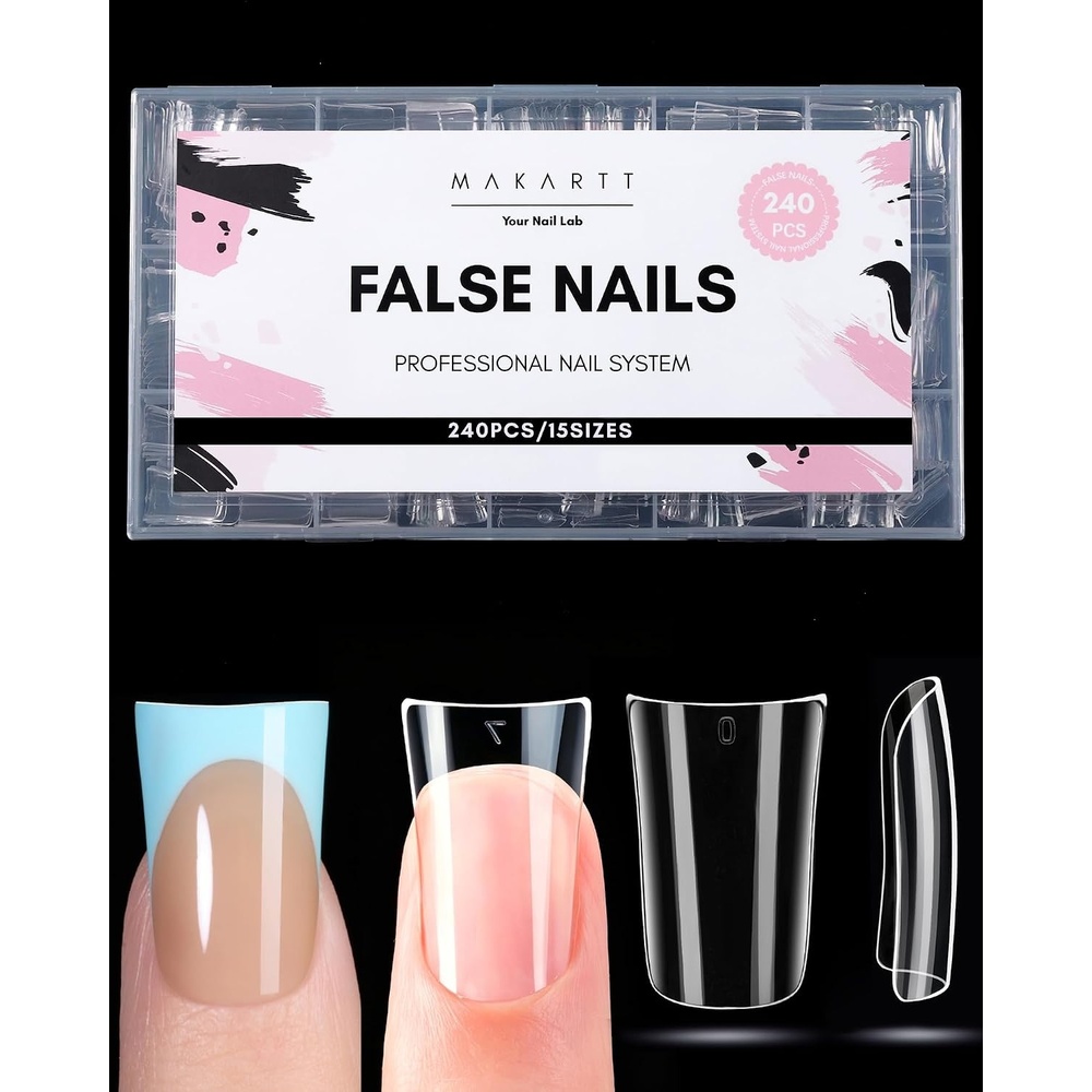 image:imageMakartt Extra Short Almond Nail Tips 240PCS 15 Sizes Half Matte Clear Fake Nails Full Cover Soft Acrylic Press On Nail Extensions Supplies Salon and Home DIY for Flat amp Natural Nail Beds240 PCSDuck Nail Tips