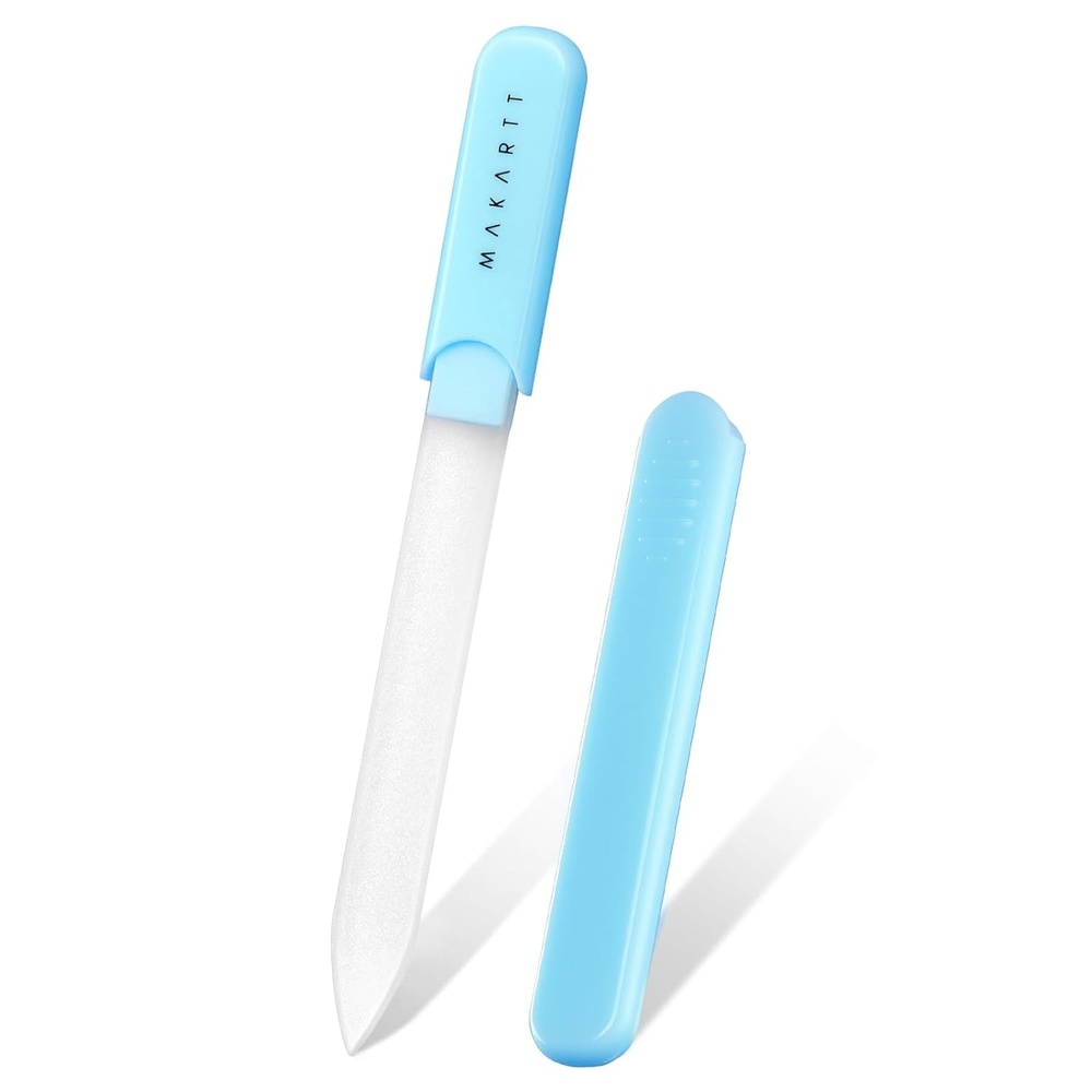 image:imageMakartt Nail Files Glass Nail Files for Natural Nails DoubleSided Reusable Sandblasted Fingernail Buffers with Case for Shape amp Smooth Finish Portable Manicure Gift Set 3pcs Pink Green Blue1pc Blue glass nail file