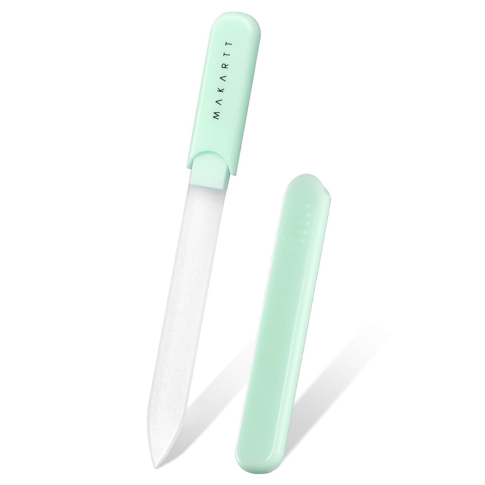 image:imageMakartt Nail Files Glass Nail Files for Natural Nails DoubleSided Reusable Sandblasted Fingernail Buffers with Case for Shape amp Smooth Finish Portable Manicure Gift Set 3pcs Pink Green Blue1pc Green glass nail file