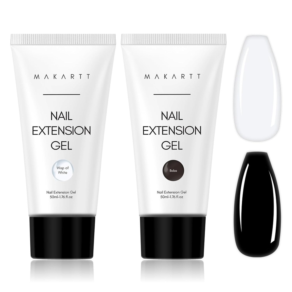 image:imageMakartt Poly Nail Gel Kit 2PCs 50ML Clear amp Nature Pink Colors Large Capacity Poly Extension Nail Gel Kit Strong Builder for Extension 3D Diy Hard Gels Manicures Home Salon2 Colors Black and Milky White
